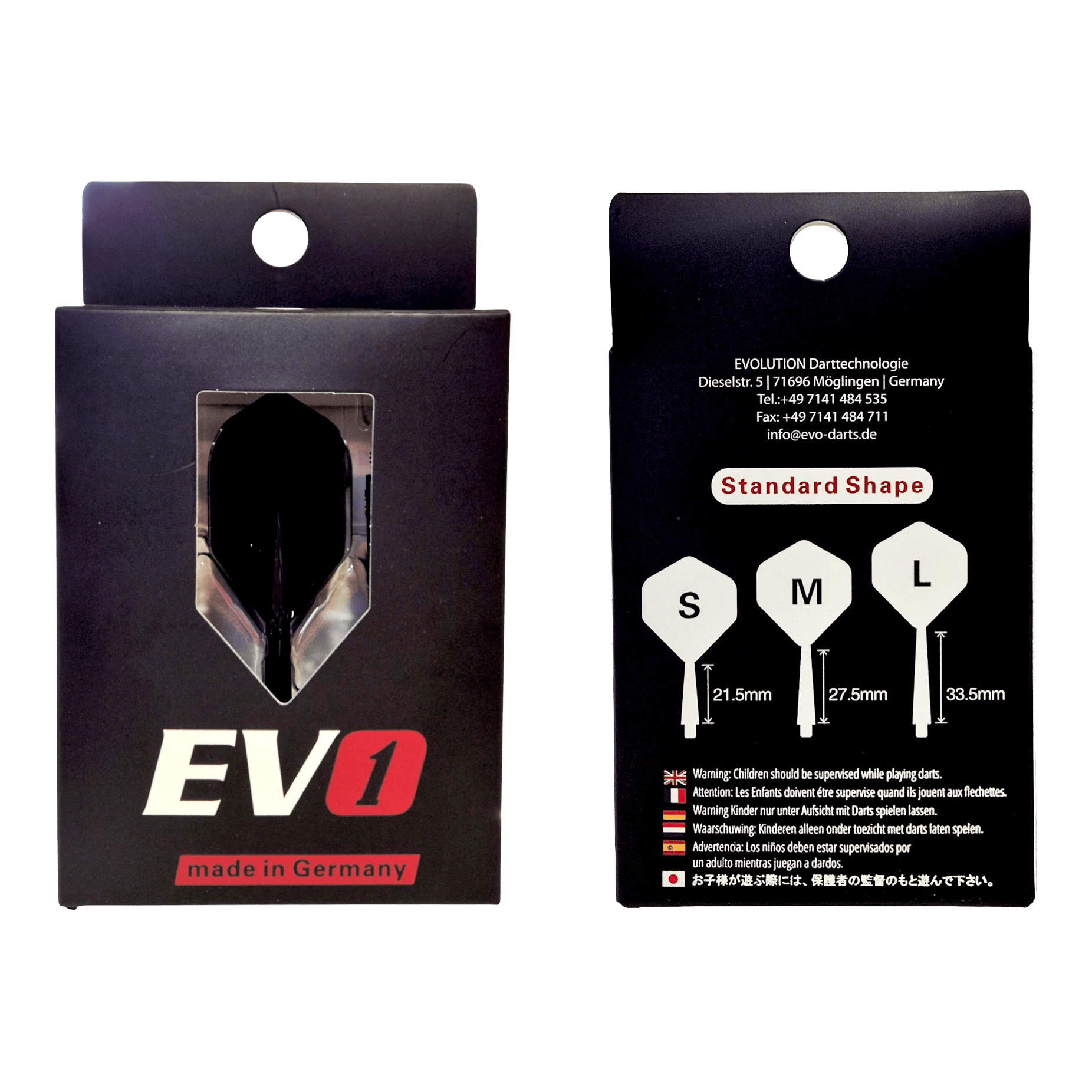 System wałów lotniczych Evolution EVO1 – czarny Evolution EVO1 Flight-Shaft-System in Schwarz ist dargestellt. Das Produkt ist für den Einsatz im Dartsport geeignet.