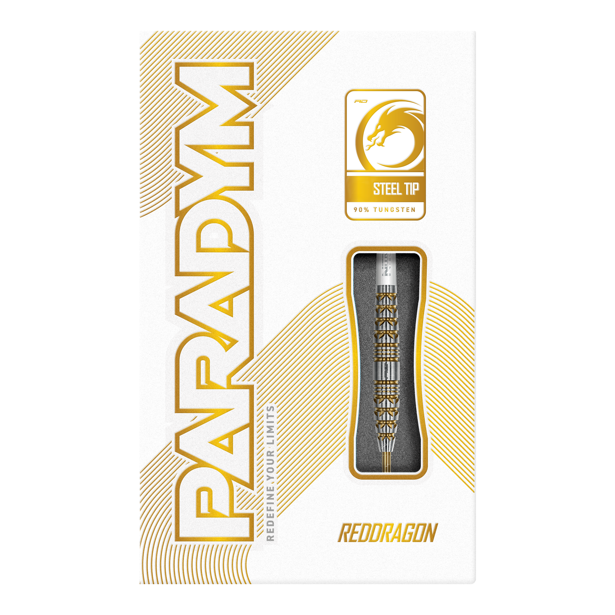 Rzutki stalowe Red Dragon Paradym Gold Torpedo Abgebildet ist das Produkt Red Dragon Paradym Gold Torpedo Steeldarts. Es handelt sich um hochwertige Steeldarts mit goldfarbenem Design.