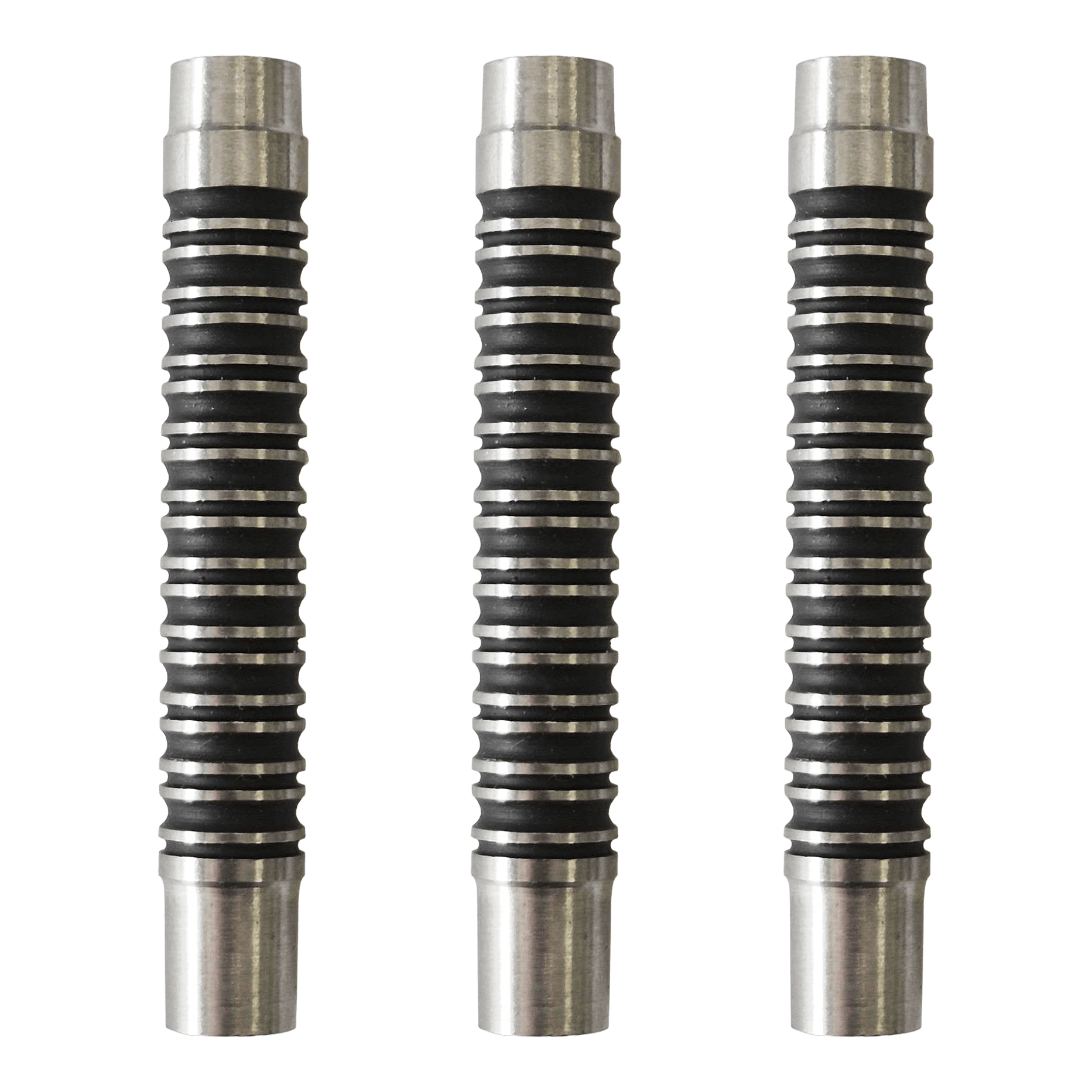 McDart Black Ring 2 Softdart Barrels - 18g Dargestellt ist ein Set der McDart Black Ring 2 Softdart Barrels - 18g. Das Set zeigt schwarze Dart-Barrels mit Ringen.