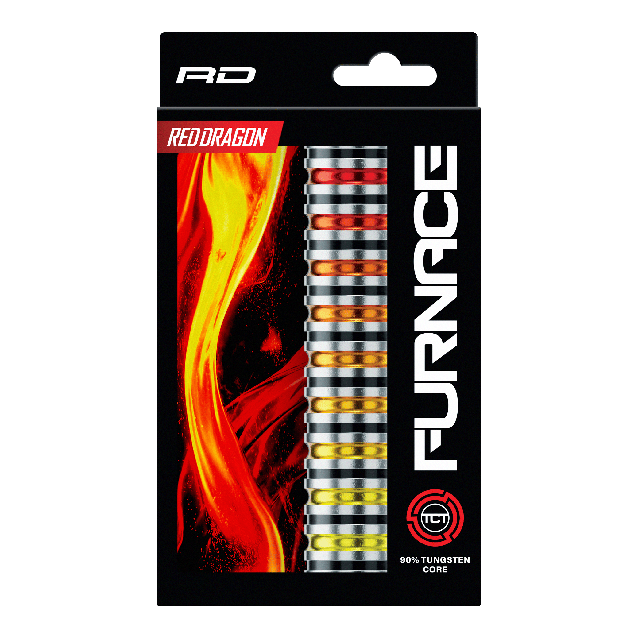 Stalowe rzutki Red Dragon Furnace Abgebildet sind die Red Dragon Furnace Steeldarts. Die Darts liegen nebeneinander und zeigen ihr markantes Design.
