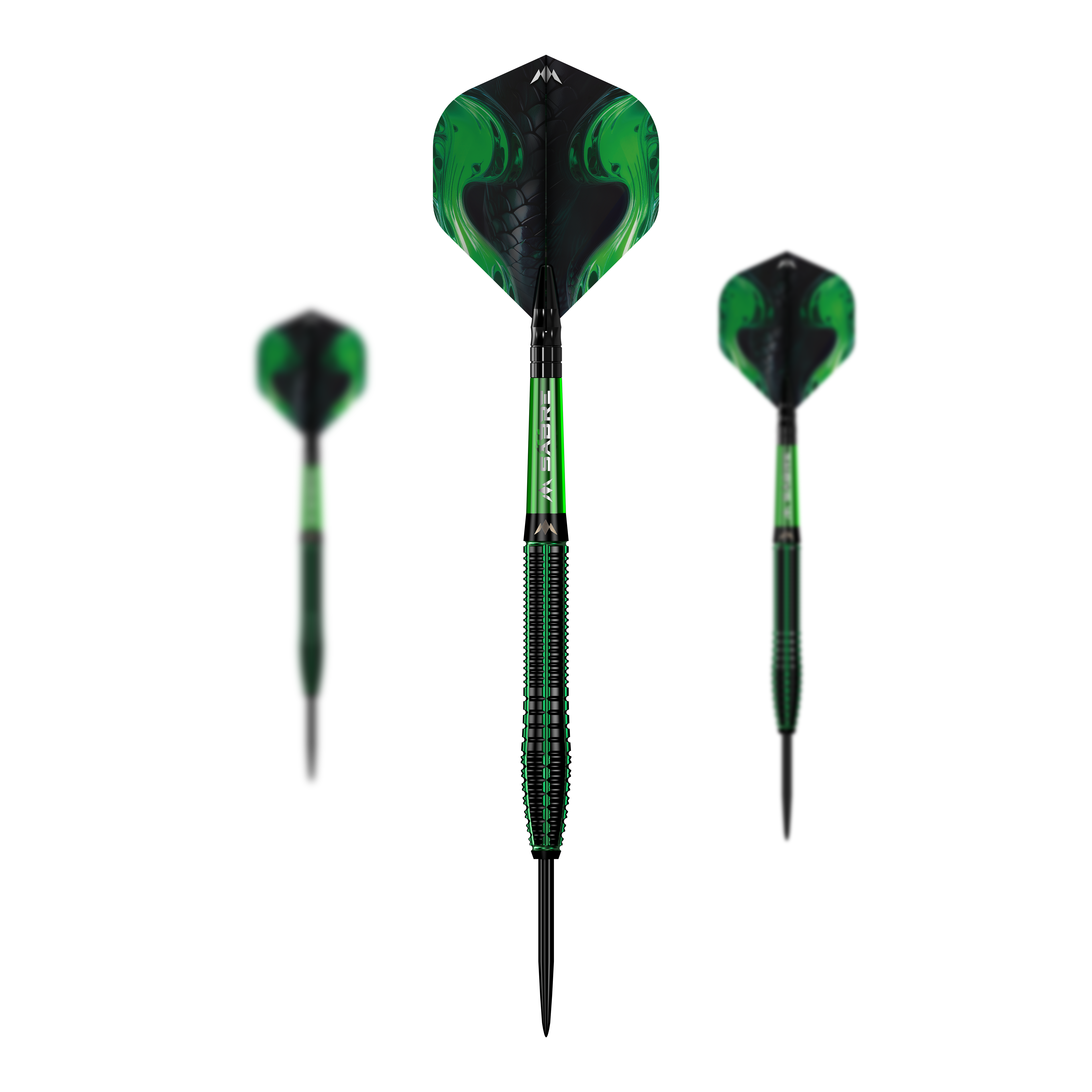 Stalowe rzutki Mission Venom Das Set Mission Venom Steeldarts liegt sortiert im Bild. Das Material erscheint stabil.