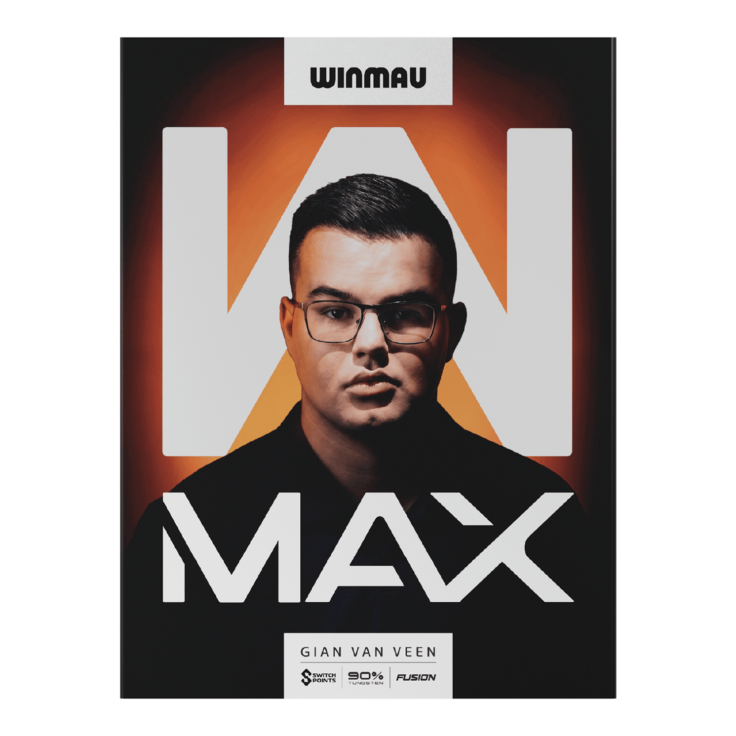 Winmau Gian Van Veen W-MAX Switch Point steel darts Auf dem Bild sind Winmau Gian Van Veen W-MAX Switch Point Steeldarts zu sehen. Die Drei Darts liegen nebeneinander.