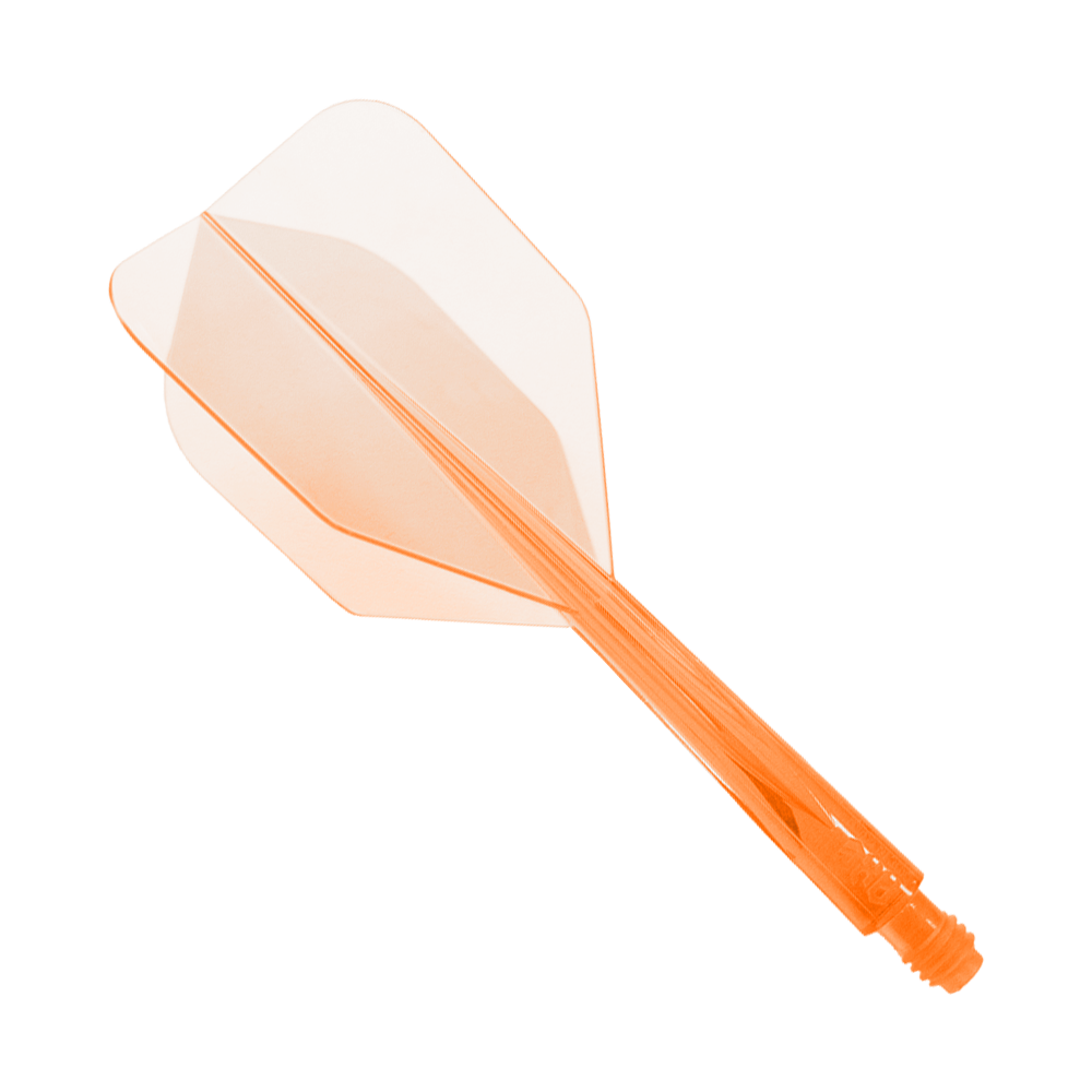 Condor_AXE_Neon_Flight_System_Orange_Small_1 Das Bild zeigt ein neonorangefarbenes Dart-Flightsystem mit kleinem Flügelprofil. Es handelt sich um das Produkt "Condor Axe Neon Orange Flight-System Small".