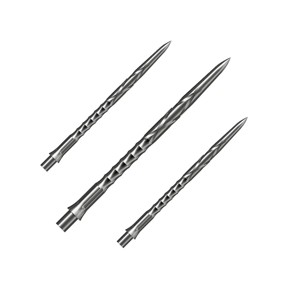 Stalowe groty do lotek Caliburn System - HAN G2 - Srebrne Das Bild präsentiert ein Set Caliburn Evo System Steeldartspitzen, HAN G2, Silber, 40mm. Das Set enthält mehrere Spitzen für Steeldarts.