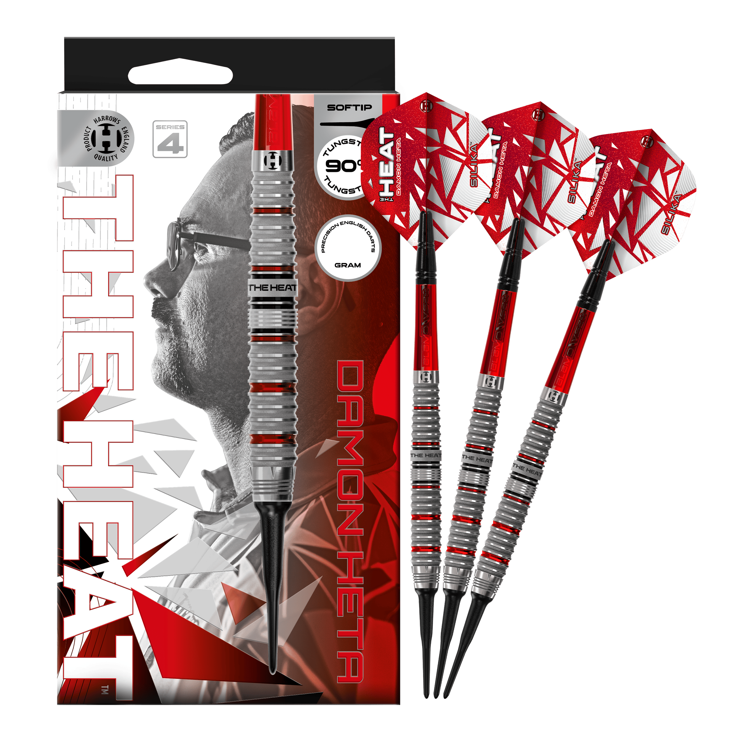 Harrow's Damon Heta Series 4 miękkie lotki Hier ist das Produkt Harrows Damon Heta Series 4 Softdarts zu sehen. Die Darts zeichnen sich durch ihre hochwertige Verarbeitung aus.