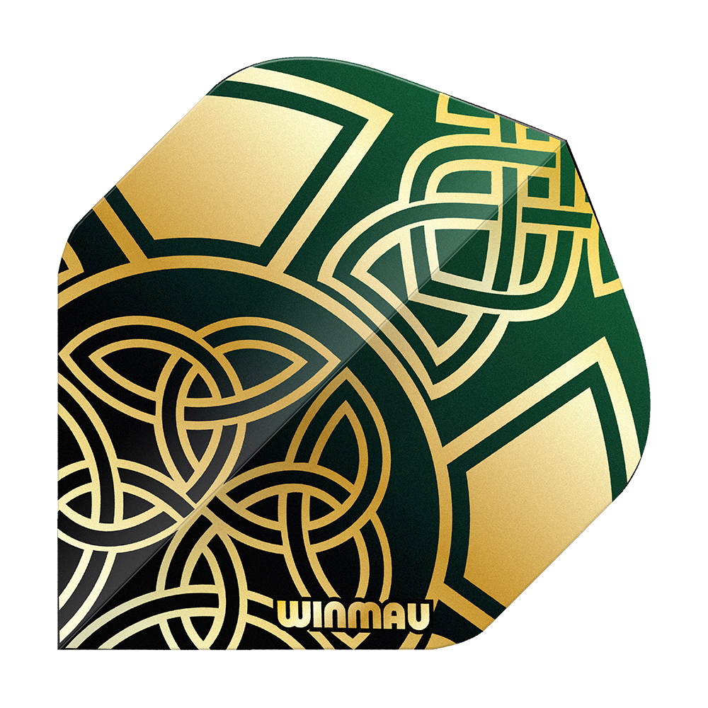 Winmau Prism Delta Brendan Dolan Celtic Knot Black Gold No2 Standard Flights Abgebildet sind die Winmau Prism Delta Brendan Dolan Celtic Knot Black Gold No2 Standard Flights. Die Flights besitzen ein elegantes Muster in Schwarz und Gold.