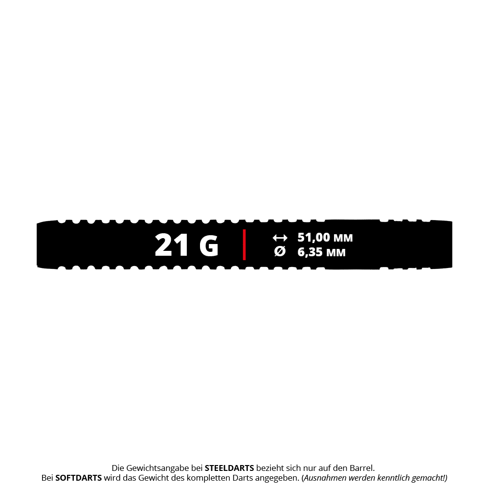 Das Bild zeigt die Winmau Solaris Urban Softdarts mit einem Gewicht von 21g. Die Darts sind für das Softdart-Spiel ausgelegt.