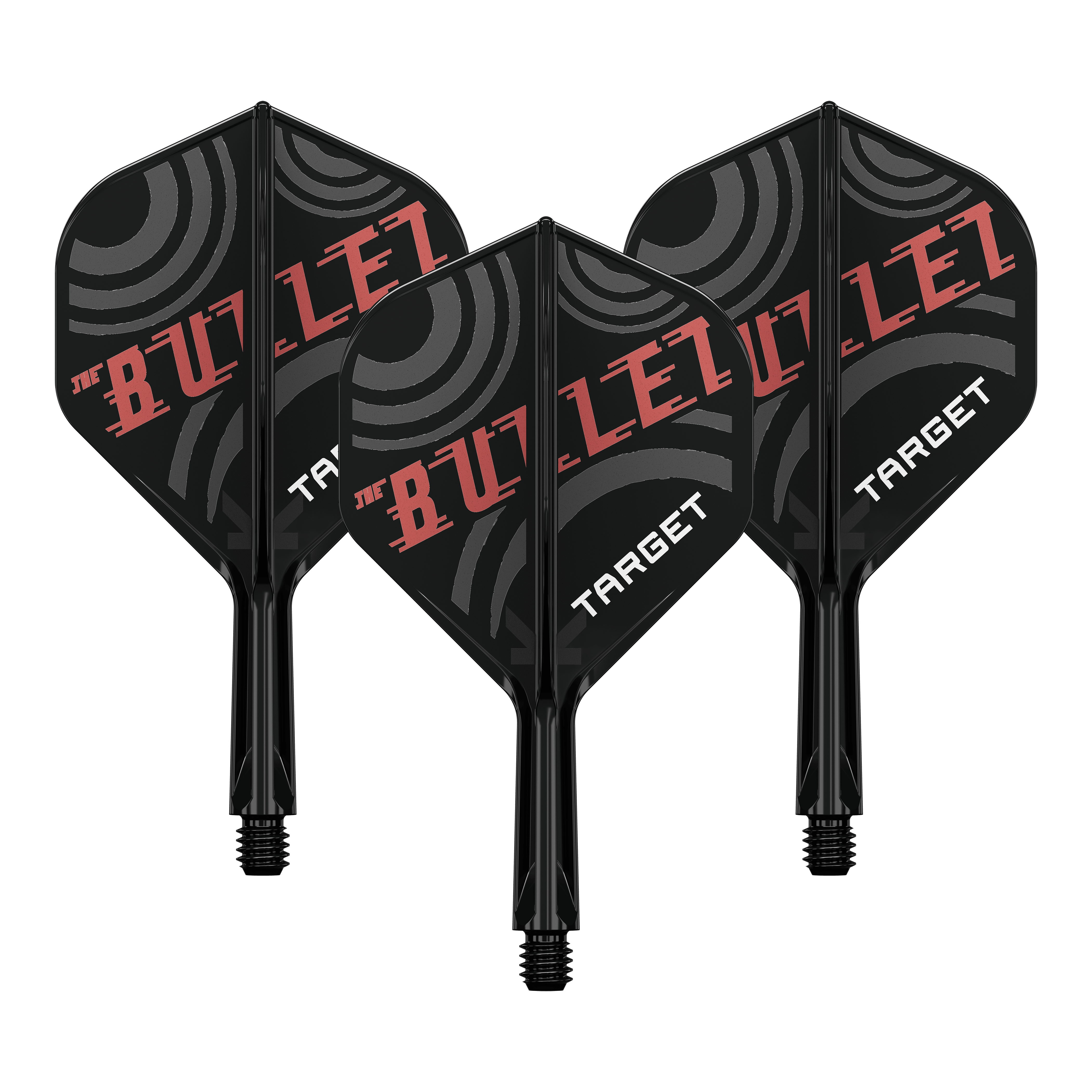 System wałów lotniczych Target K-Flex Stephen Bunting No2 Standard Bild zeigt ein Dart-Flight Set mit der Bezeichnung 'Target K-Flex Stephen Bunting No2 Standard Flights 19mm 1Set'. Es ist ein Zubehör für Dartscheiben und Spieler.