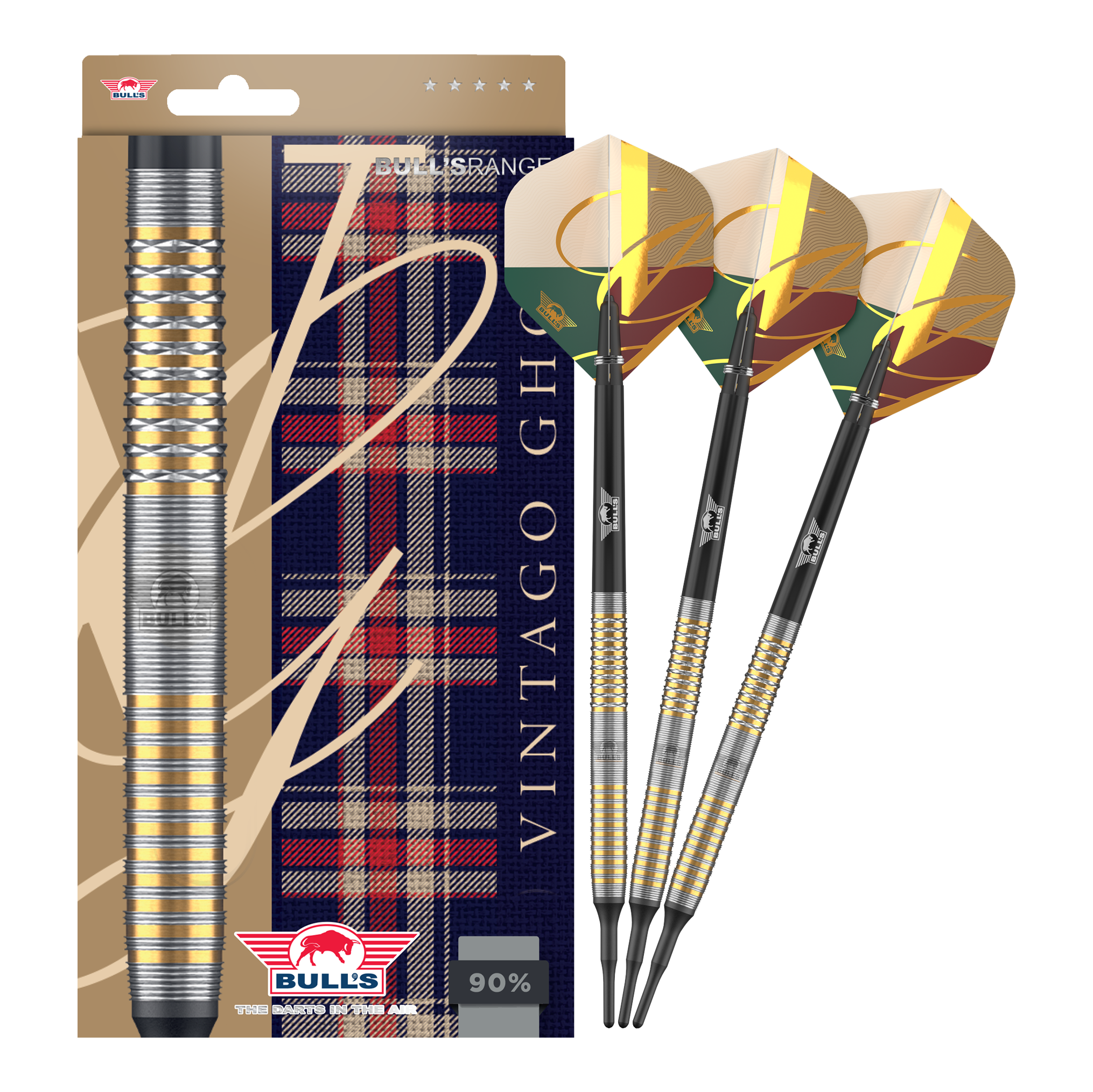 Das Bild zeigt die Bulls NL Vintago Ghost Softdarts - 20g in voller Ansicht. Die Softdarts sind für Freizeit- und Profispieler geeignet.