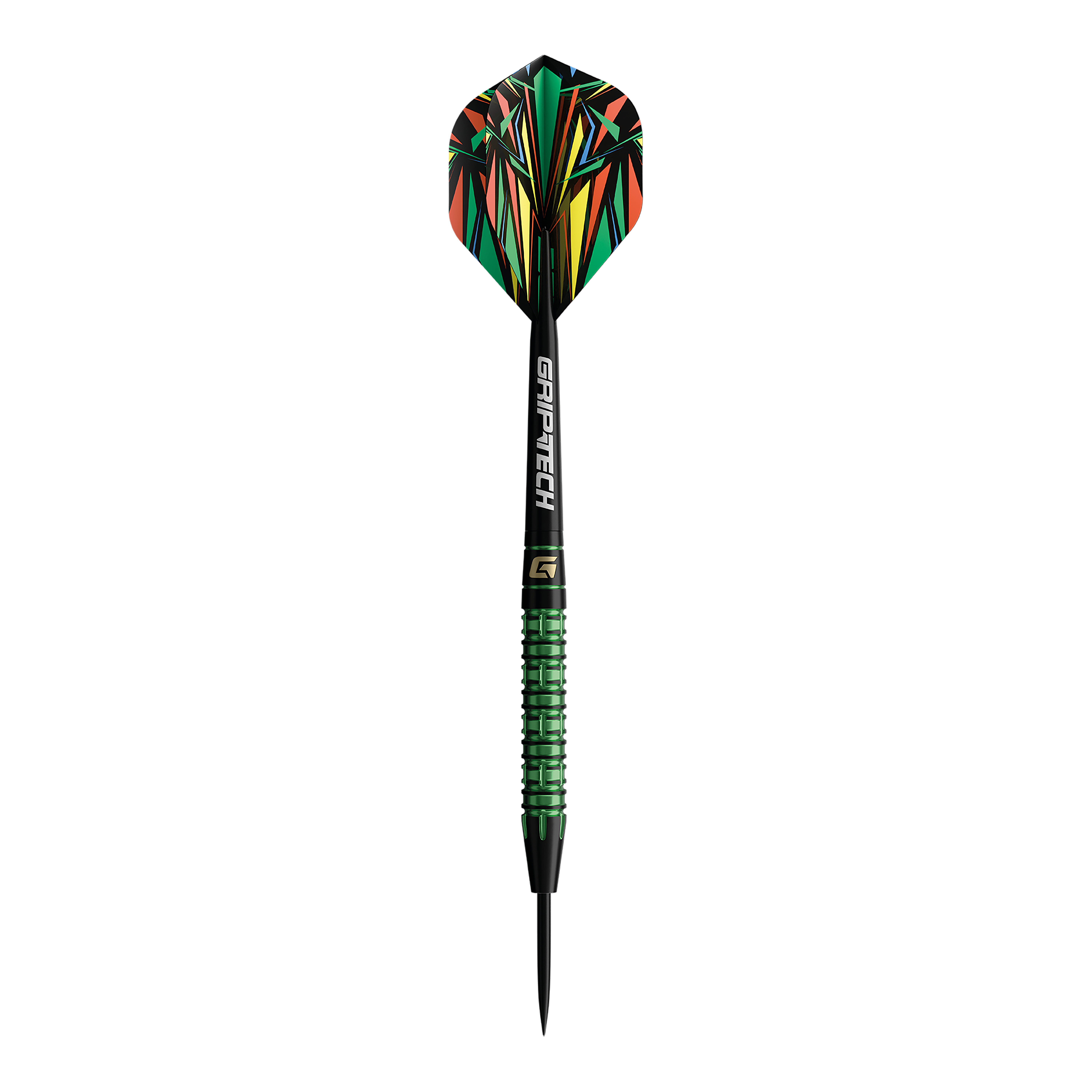 Abgebildet sind die GOAT Athlete Green Tungsten Steeldarts. Die Darts bestehen aus grünem Wolfram und sind für professionelle Spieler geeignet.