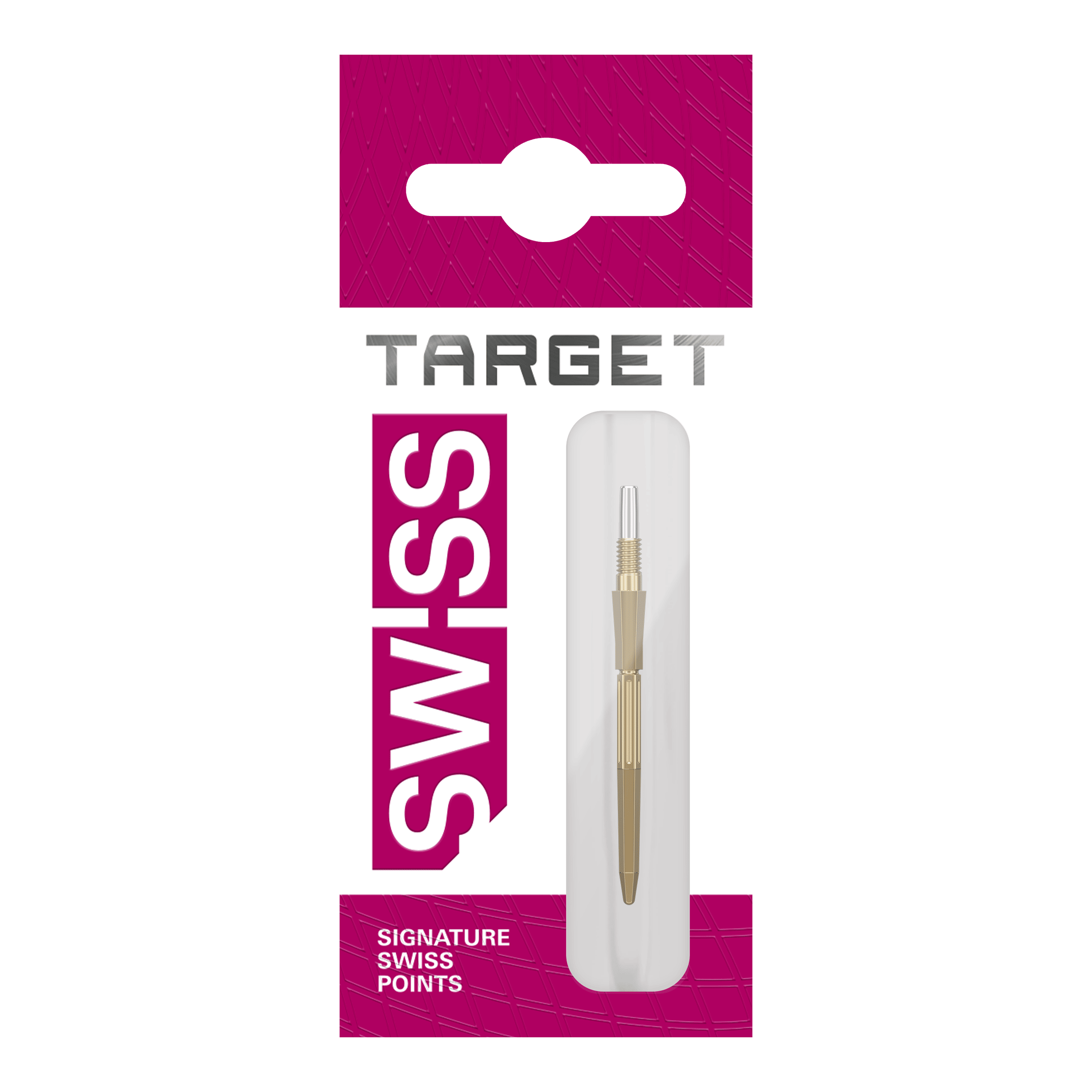 Groty do lotek Target Elysian Archetype 43 Swiss Point Steel – złote Das Bild zeigt Dartspitzen in goldener Farbe. Es handelt sich um Target Elysian Archetype 43 SwissPoint Dartspitzen, 30 mm.