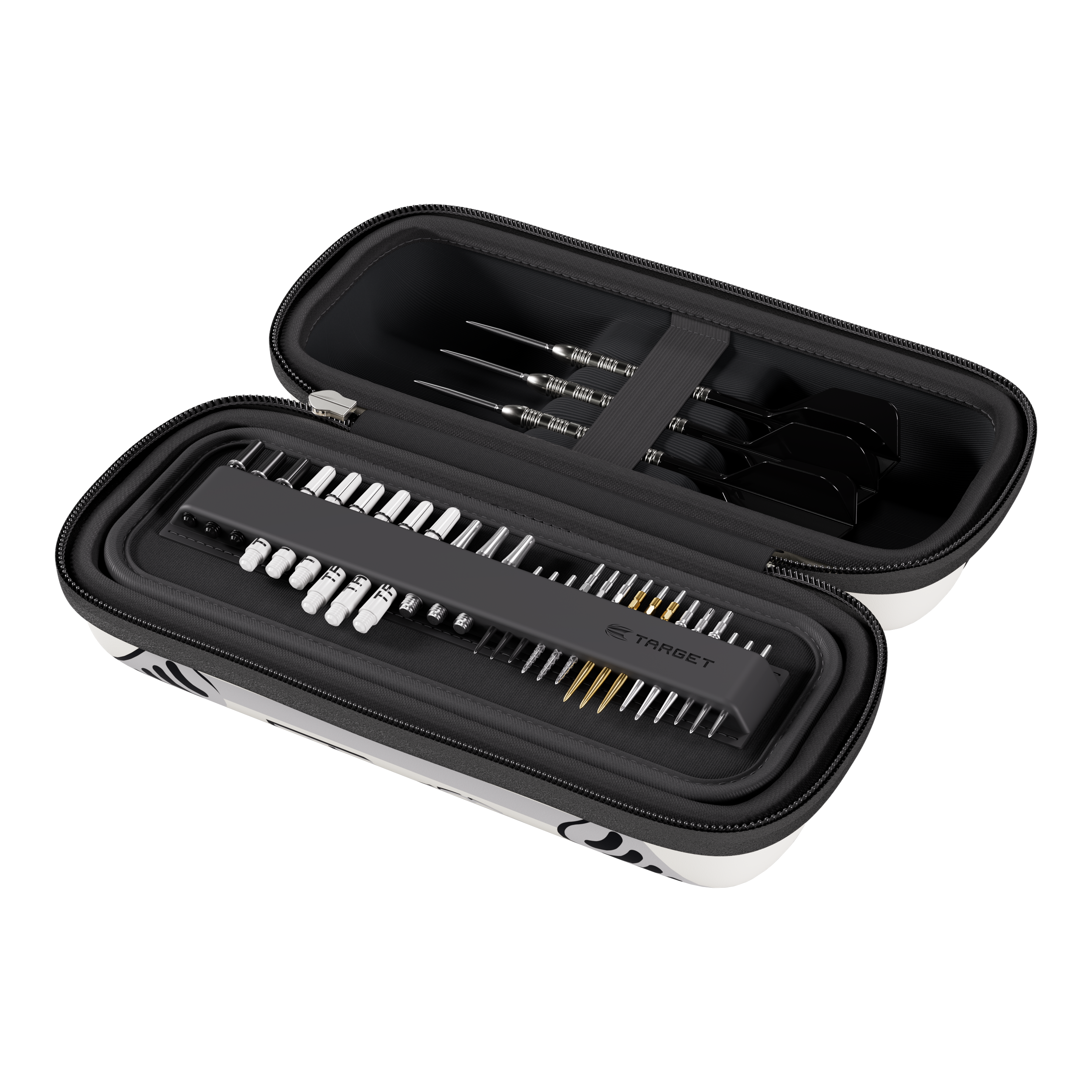 Gezeigt wird das Target Star Wars Boa Dartcase – Stormtrooper. Das robuste Etui schützt das Dartzubehör und sieht dabei modern aus.