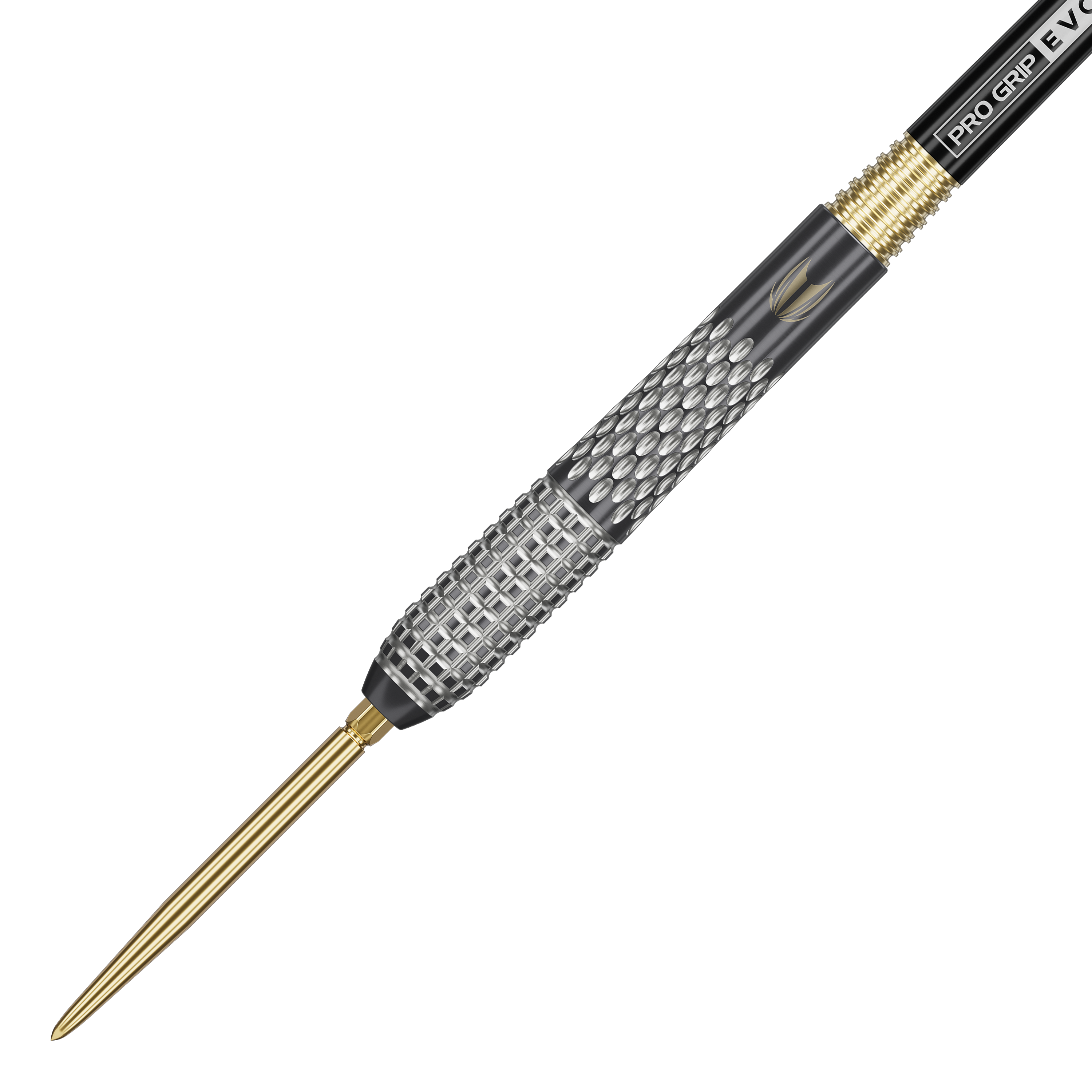 Auf dem Bild sieht man die Target Stephen Bunting GEN5 Void Swiss Point Steeldarts. Die Darts sind für präzises und professionelles Spielen konzipiert.