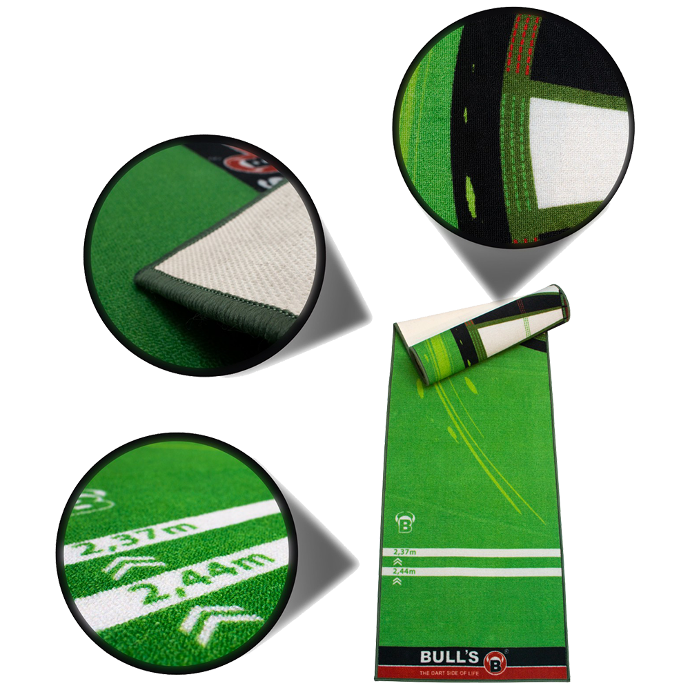 67809_Bulls_Carpet-Mat_120_Green_2 Bulls Carpet-Mat Teppich 120 wird ausgerollt gezeigt. Der Teppich hat ein kontrastreiches Muster.