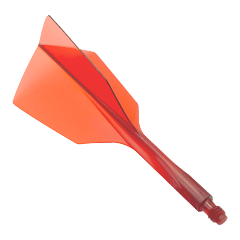 Condor Ax 120 Flight System Clear Red - Wąski Das Bild zeigt ein rotes Dartflight-System mit schmalem Design. Es handelt sich um das Produkt "Condor Axe 120 Flight-System Clear Red - Narrow".