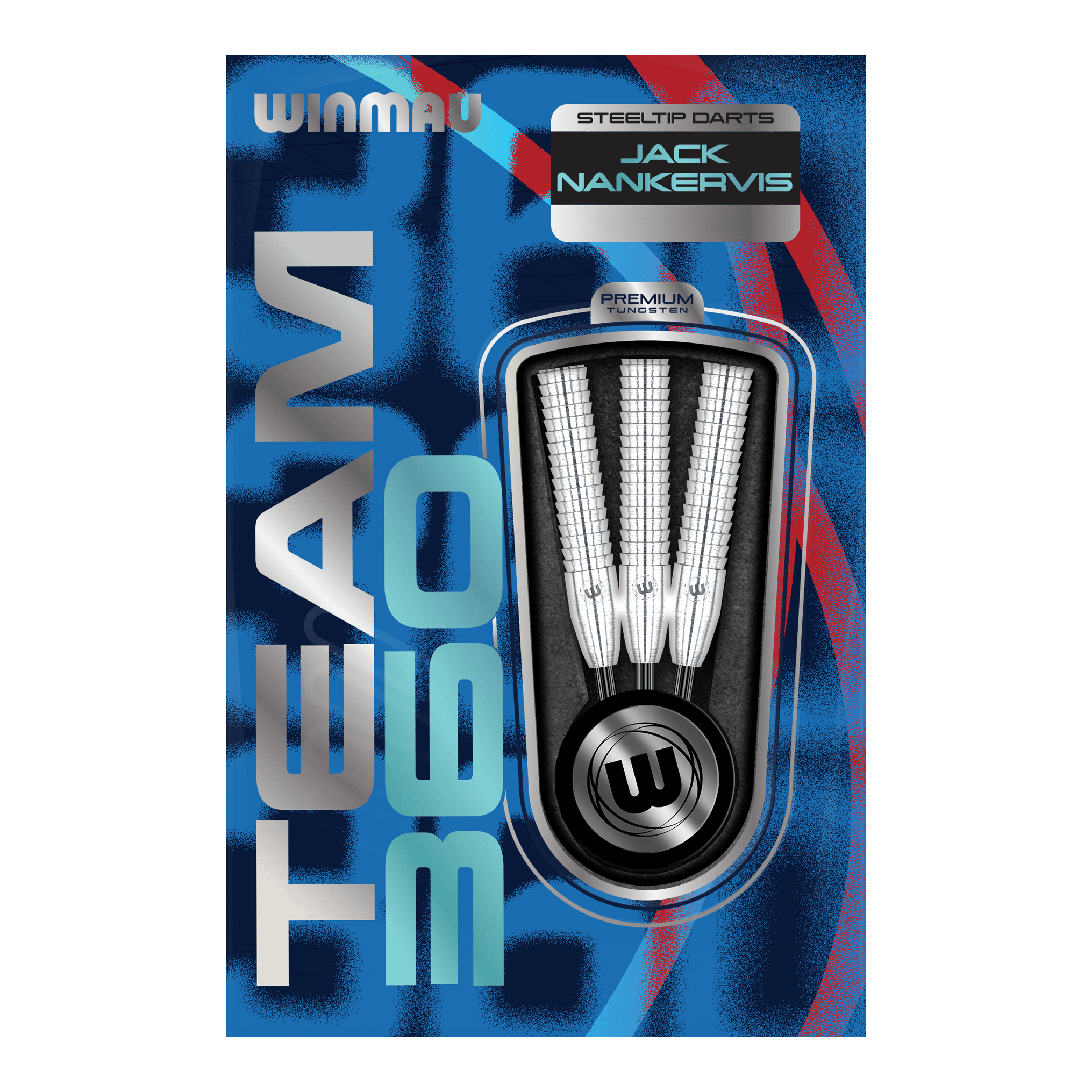 Lotki stalowe Winmau Team 360 Jack Nankervis - 24g Das Bild zeigt die Winmau Team 360 Jack Nankervis Steeldarts mit 24g Gewicht. Ideal für Dartspieler, die hochwertige Steeldarts bevorzugen.