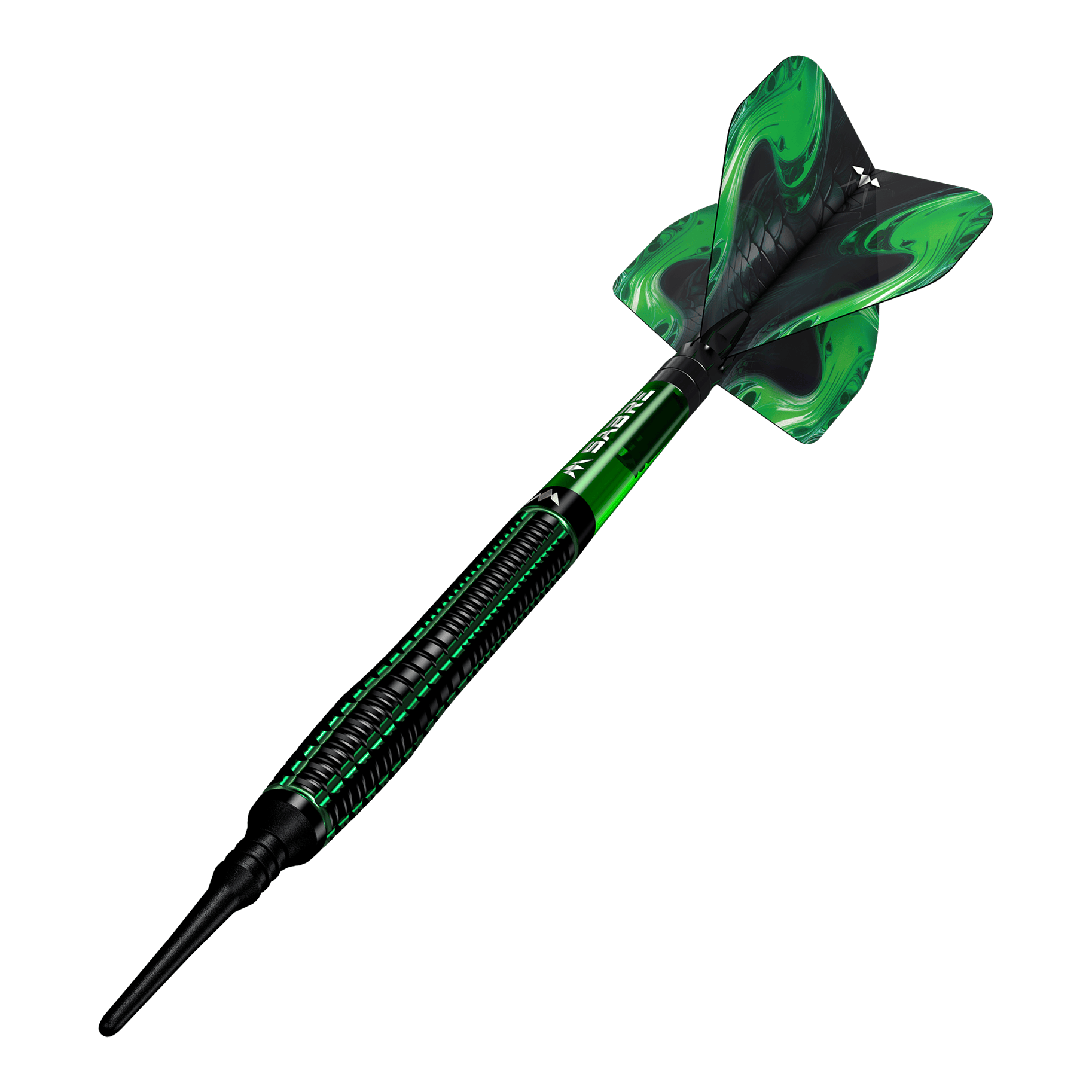 Miękkie lotki Mission Venom - 20g Mission Venom Softdarts - 20g sind als Gruppe zu sehen. Die Oberfläche glänzt leicht.