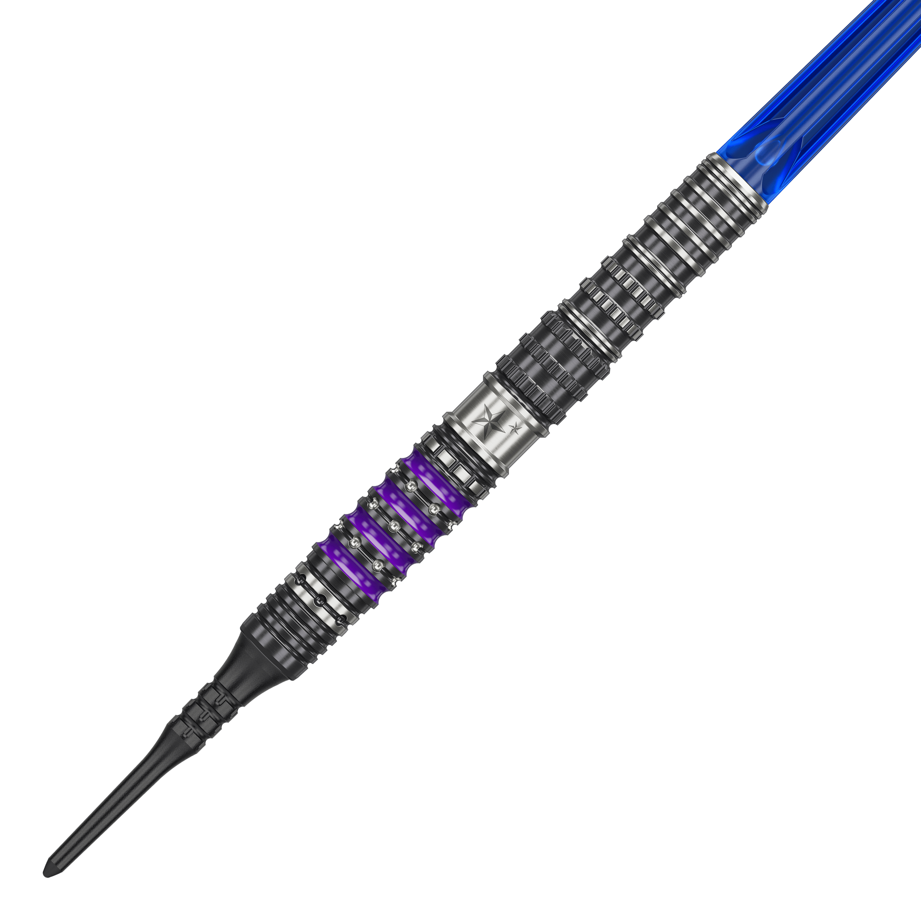 Lotki miękkie Target Japan Prime Series Sirius GEN4 – 21,5 g Dies ist der Target Japan Prime Series Sirius GEN4 Softdart mit einem Gewicht von 21,5g. Der Dart hat ein futuristisches Design mit silbernen, schwarzen und lila Akzenten sowie einem blauen Schaft.