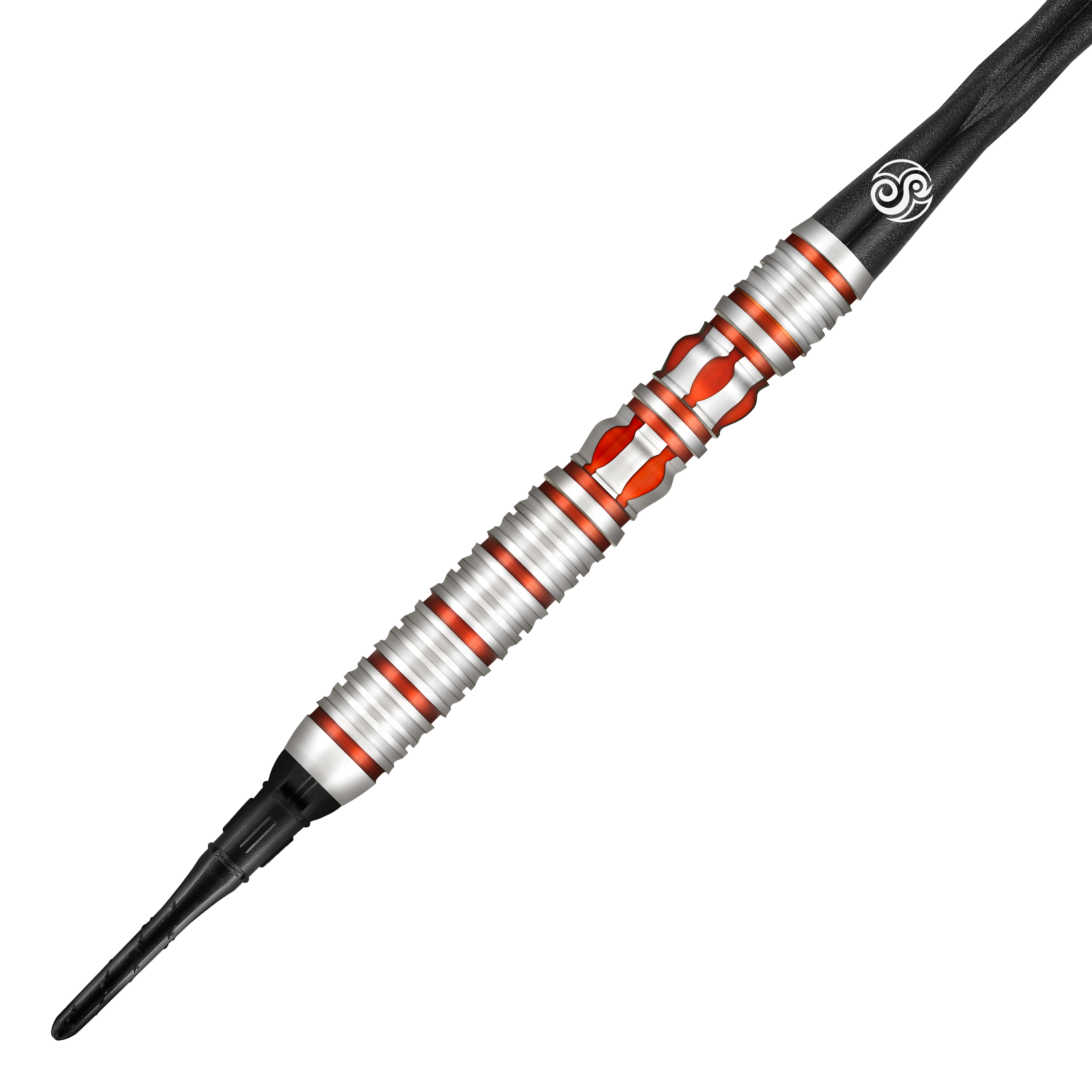 Miękkie lotki Shot Roman Empire Juno Das Bild zeigt einen Shot Roman Empire Juno Softdart. Der Dartpfeil ist silbern mit roten Akzenten und hat ein modernes, gerilltes Design.