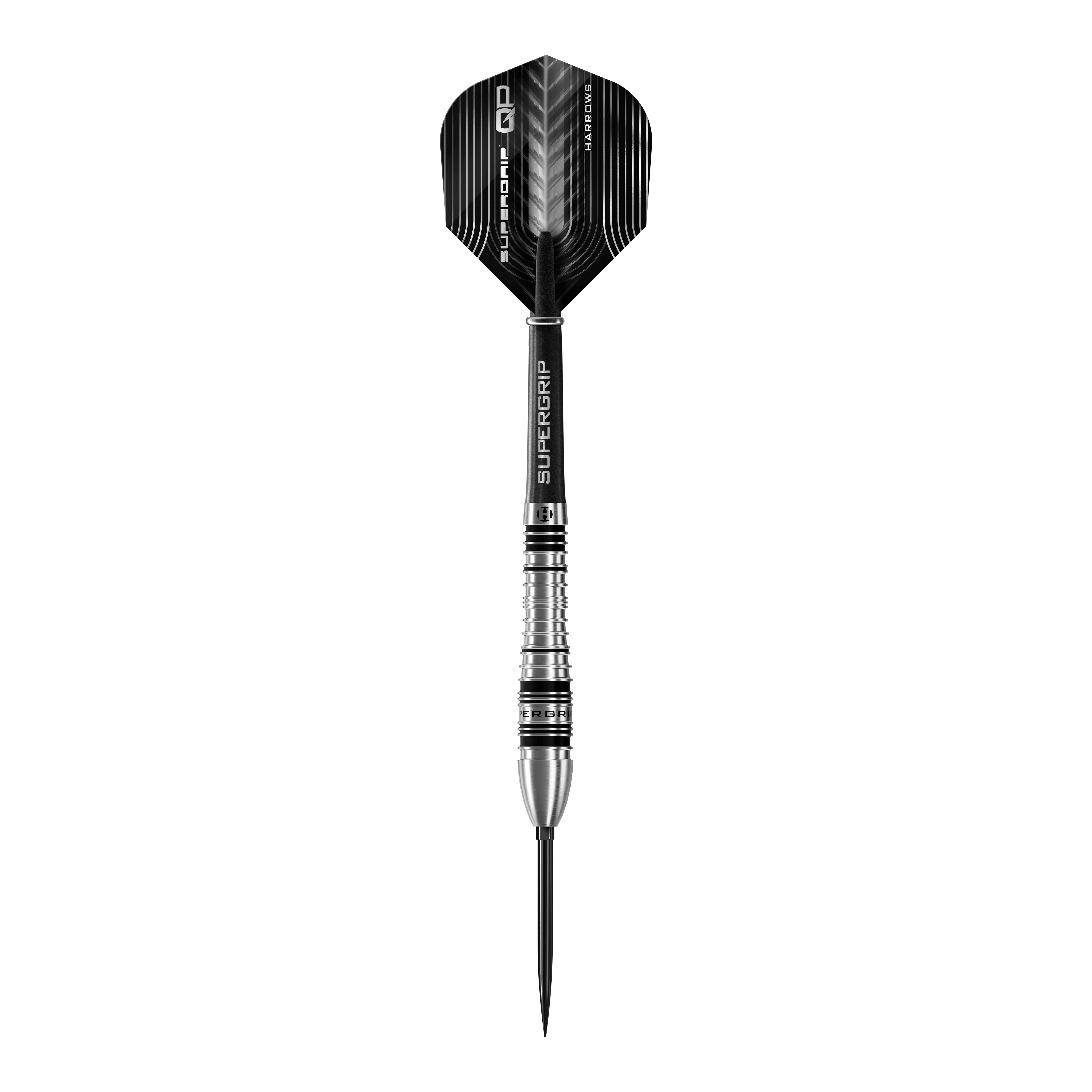 Lotki stalowe Harrows Supergrip Bomb Quick Point Das Bild zeigt die Harrows Supergrip Bomb Quick Point Steeldarts. Die Darts sind für präzises Werfen im Dartspiel entwickelt.