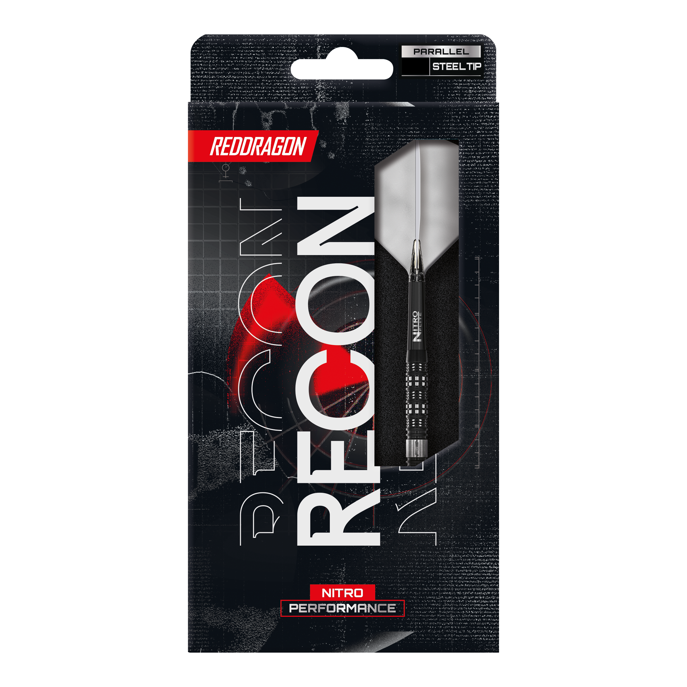 Red Dragon Recon Parallel Steeldarts Das Bild zeigt die Red Dragon Recon Parallel Steeldarts. Die Darts sind für Präzision und Leistung konzipiert.