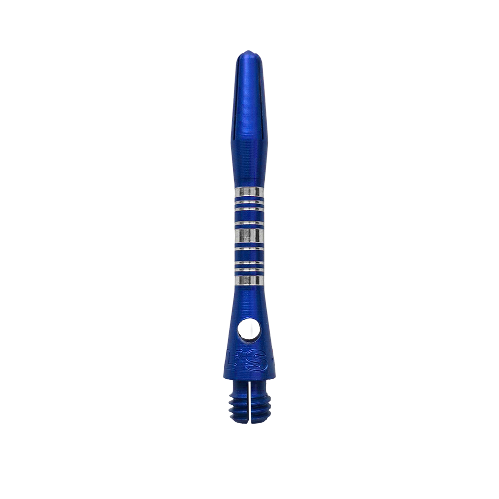 Wałki aluminiowe Bulls NL Supra - niebieskie - 34 mm Bulls NL Supra Aluminium Shafts in Blau und 34 mm Länge werden dargestellt. Diese Dartschäfte sind besonders robust und für präzises Werfen geeignet.