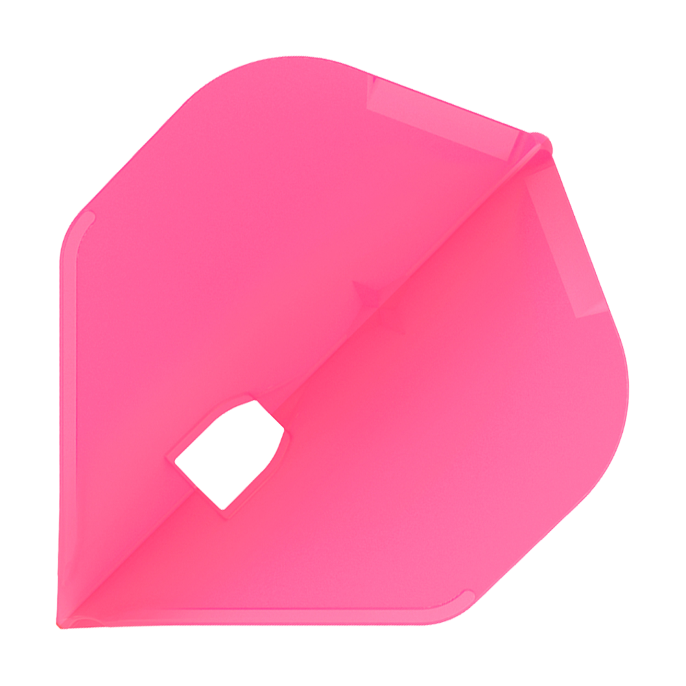 L-Style Champagne L1PRO Flights Das Bild zeigt eine pinke Dart-Flügel. Er hat eine diamantartige Form mit einer kleinen Öffnung in der Mitte.