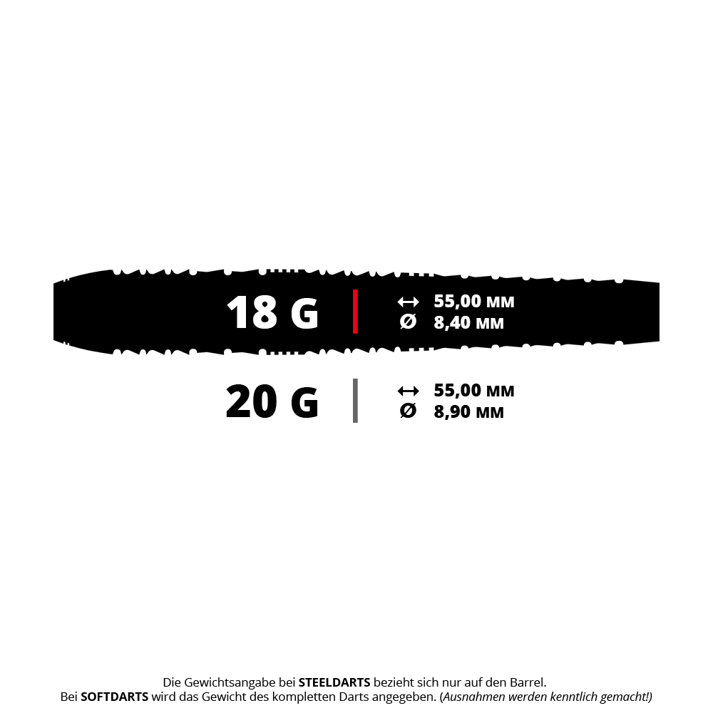 Harrows Heavy Metal Ryan Searle Brass Soft Darts Das Bild zeigt Harrows Heavy Metal Ryan Searle Softdarts mit einem Gewicht von 18g. Diese Darts sind für das Softdart-Spiel geeignet.