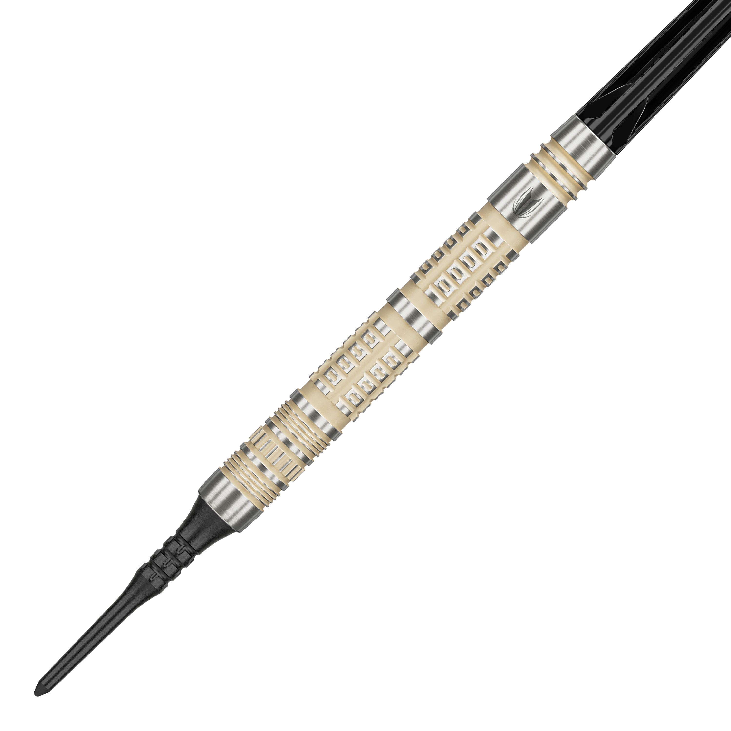 Zu sehen sind die Target Dimitri Van Den Bergh 95K Softdarts mit 19 Gramm Gewicht. Sie eignen sich ideal für ambitionierte Dartspieler.