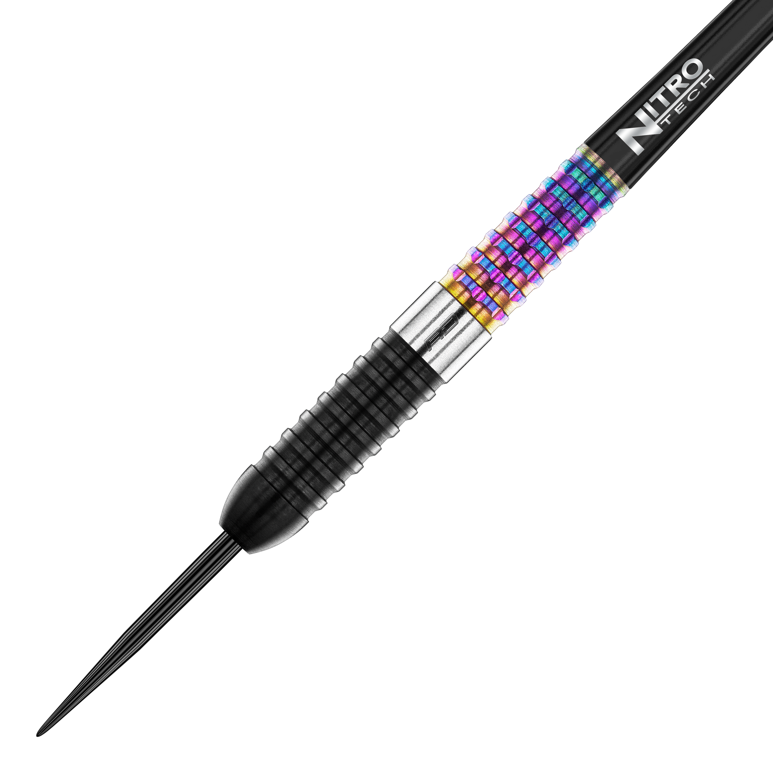 Stalowe lotki Red Dragon Peter Wright Corra Das Bild zeigt einen Red Dragon Peter Wright Corra Steeldart. Der Dartpfeil hat einen auffälligen, bunten Griffbereich und eine schwarze Spitze.