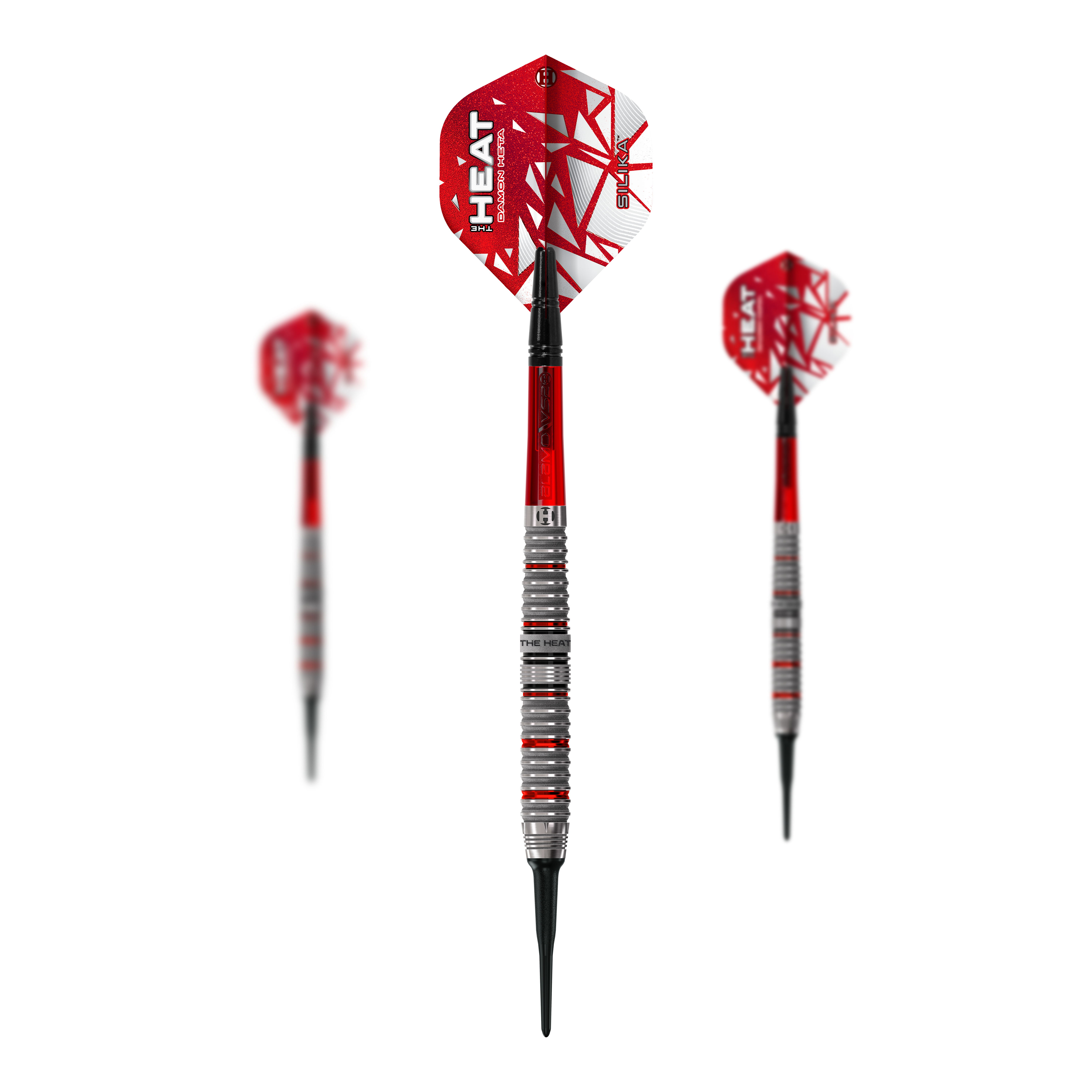 Harrow's Damon Heta Series 4 miękkie lotki Das Bild stellt das Set Harrows Damon Heta Series 4 Softdarts dar. In diesem Set sind mehrere Softdarts enthalten.
