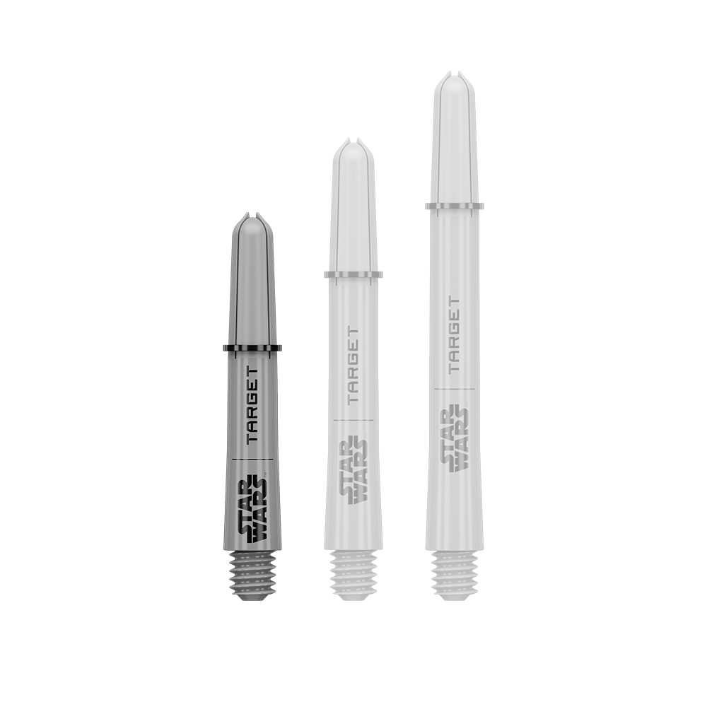 Das Bild zeigt vermutlich einen Pro Grip Shaft in Grau, 34 mm, kurze Ausführung. Das Produkt ist Teil der Star Wars Reihe.