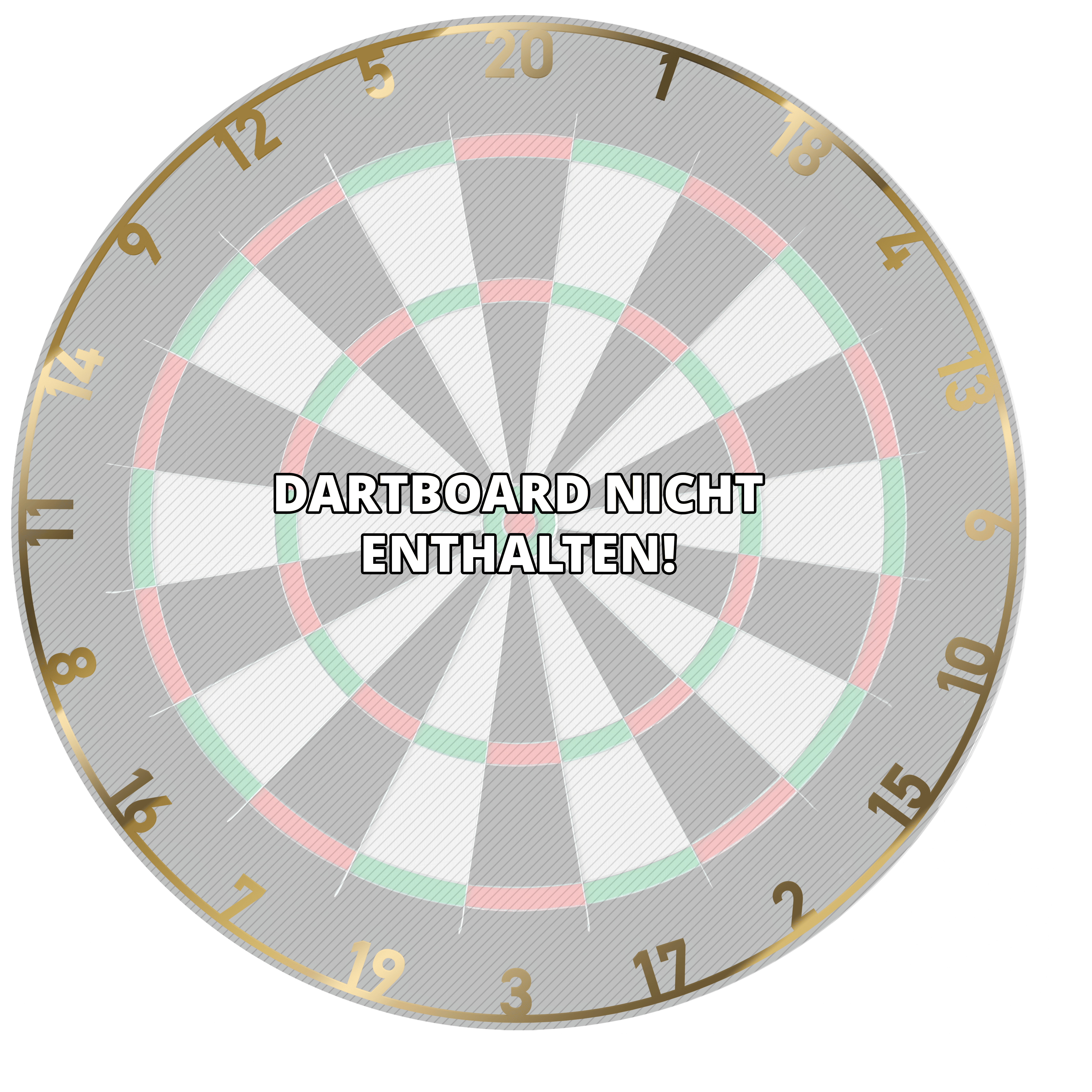 Das Bild zeigt einen Dartboard-Zahlenring in Gold auf einem Dartboard. In der Mitte steht der Hinweis "Dartboard nicht enthalten!"