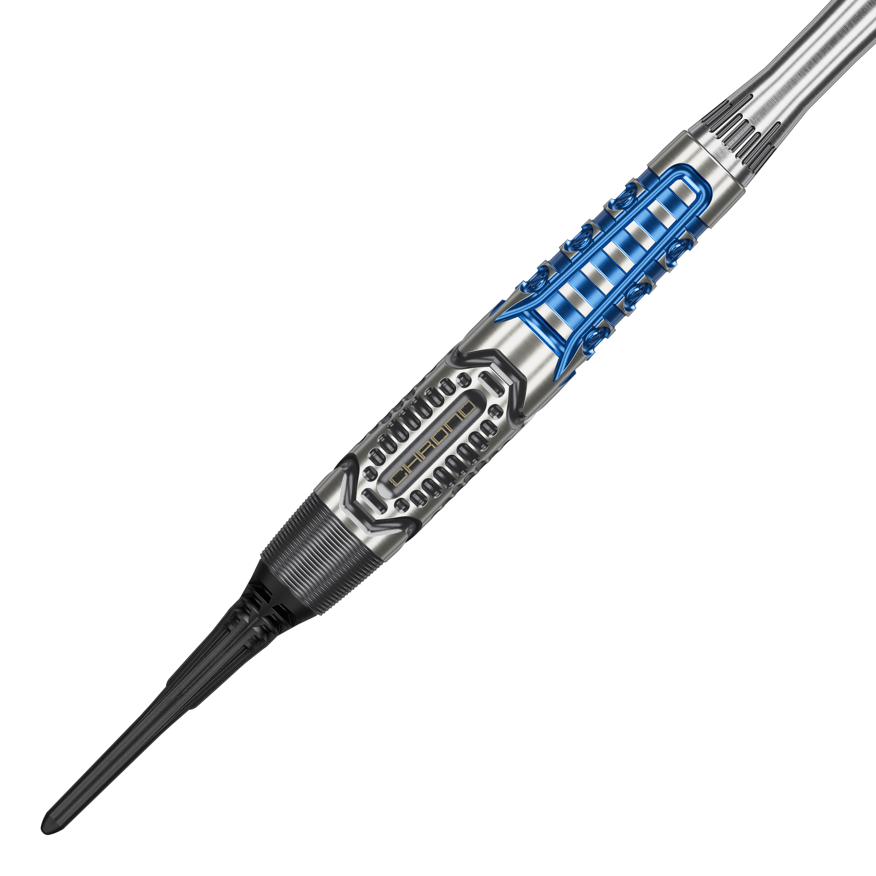 Target Phil Taylor Power X Chrono Softdarts sind auf diesem Bild abgebildet. Diese Darts sind für das Softdart-Spiel konzipiert.