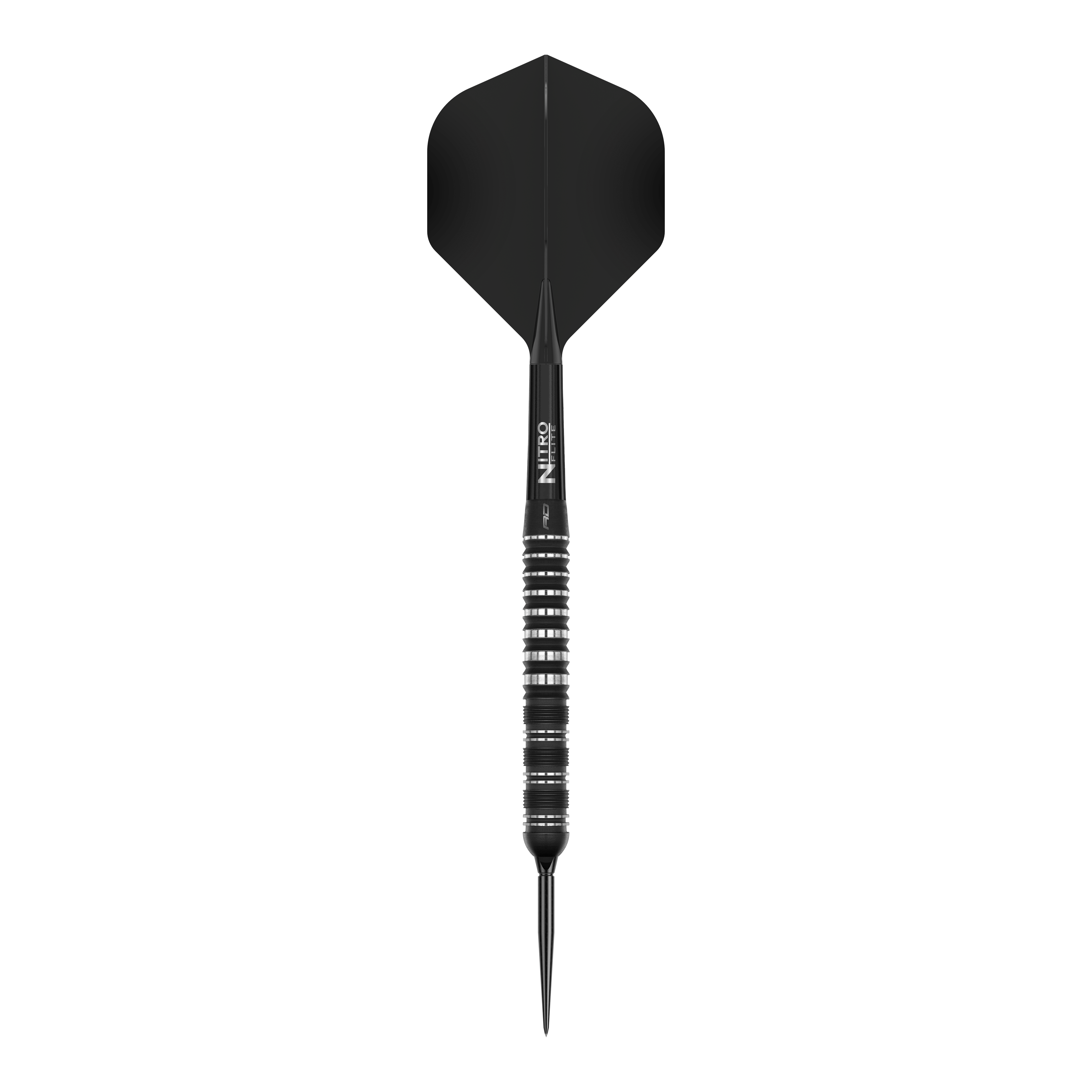 Rzutki stalowe Red Dragon Sable Parallel Switch Point Das Bild zeigt die Red Dragon Sable Parallel Switch Point Steeldarts. Drei silberne Darts sind nebeneinander angeordnet gezeigt.