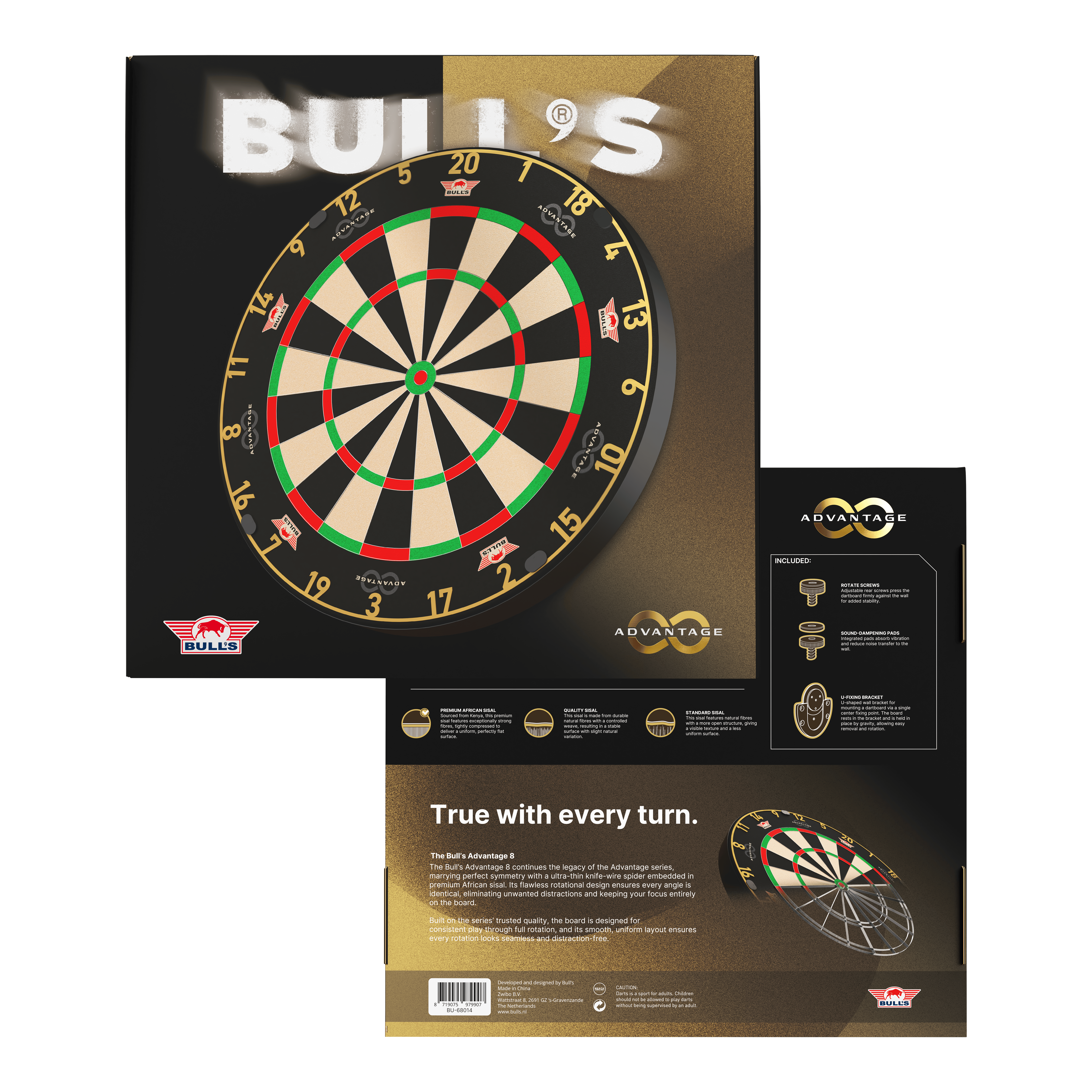 Stalowa tarcza do darta Bulls NL Advantage 8 Zu sehen ist das Bulls NL Advantage 8 Steeldartboard. Die Steeldartscheibe besteht aus robustem Material für lange Spielzeiten.