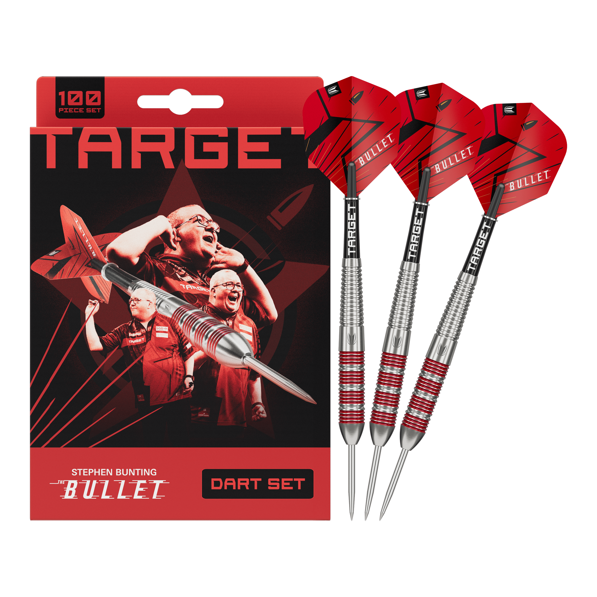 Zestaw 100 mosiężnych pocisków Steeldart Target Stephen Bunting - 22 g