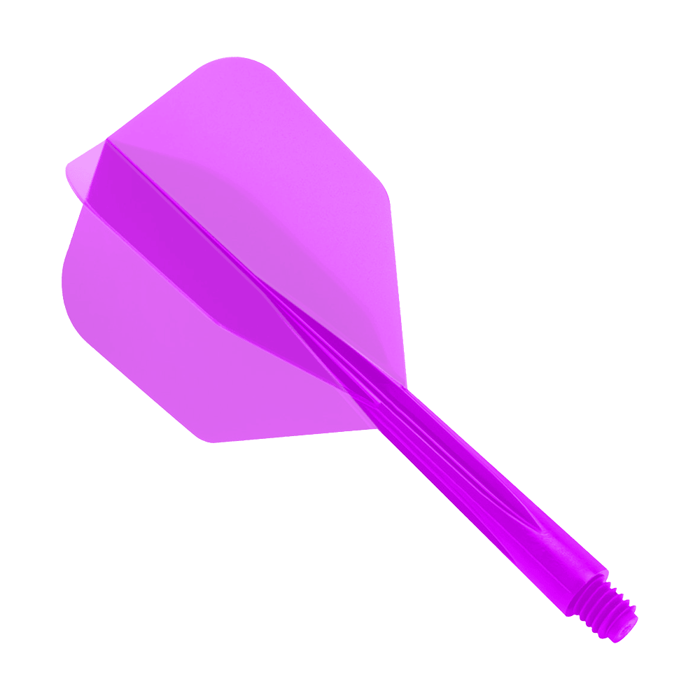 Condor Zero-Stress Clear Purple Flight System Mały Das Bild zeigt das Produkt "Condor Zero-Stress Clear Purple Flight System Small". Es handelt sich um ein kleines, durchsichtiges, lila Dartflight-System.