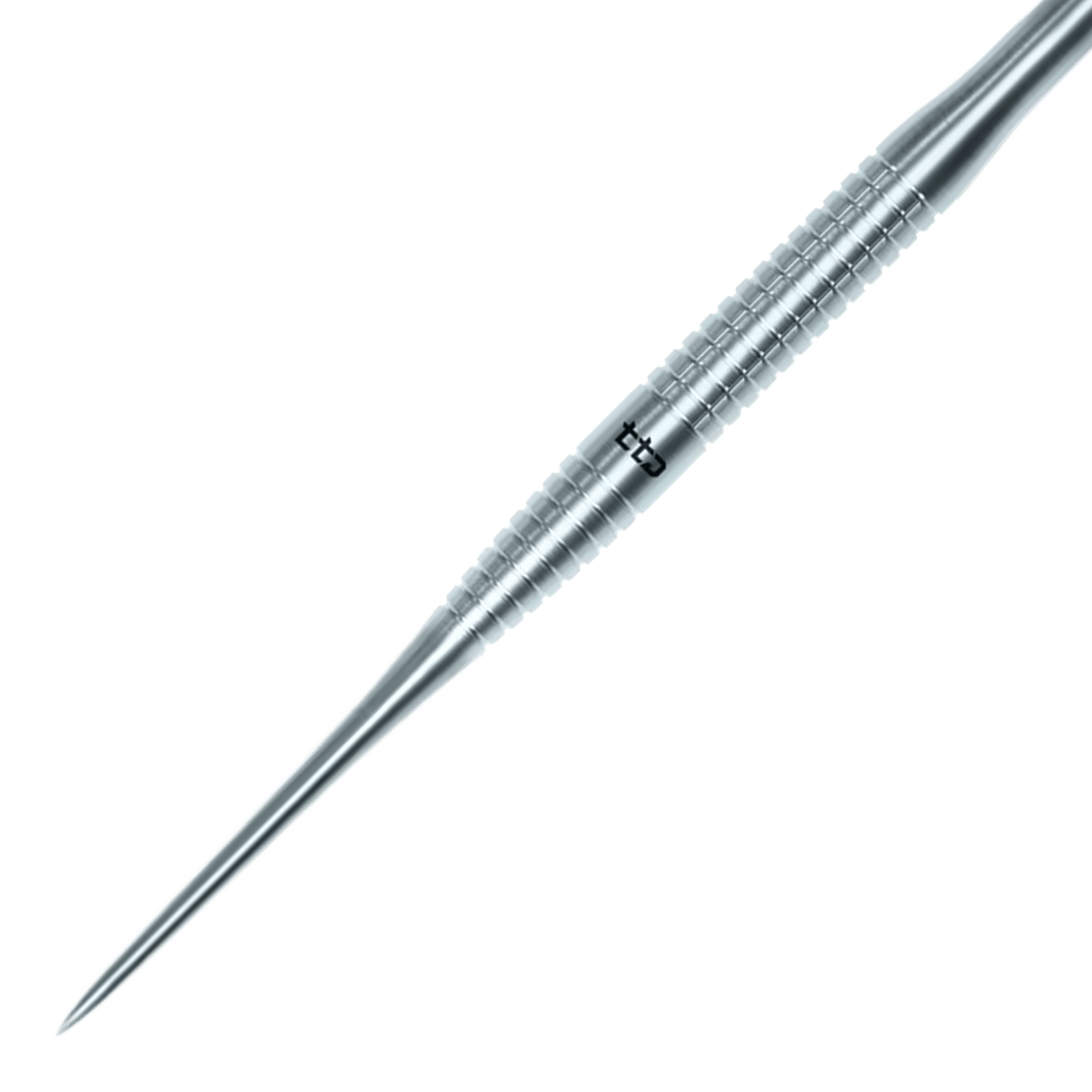 Hier sieht man die Caliburn TTD Complete Titanium T3 Silver Steeldarts - 7g. Die Darts bestehen aus silbernem Titan und wiegen jeweils 7 Gramm.