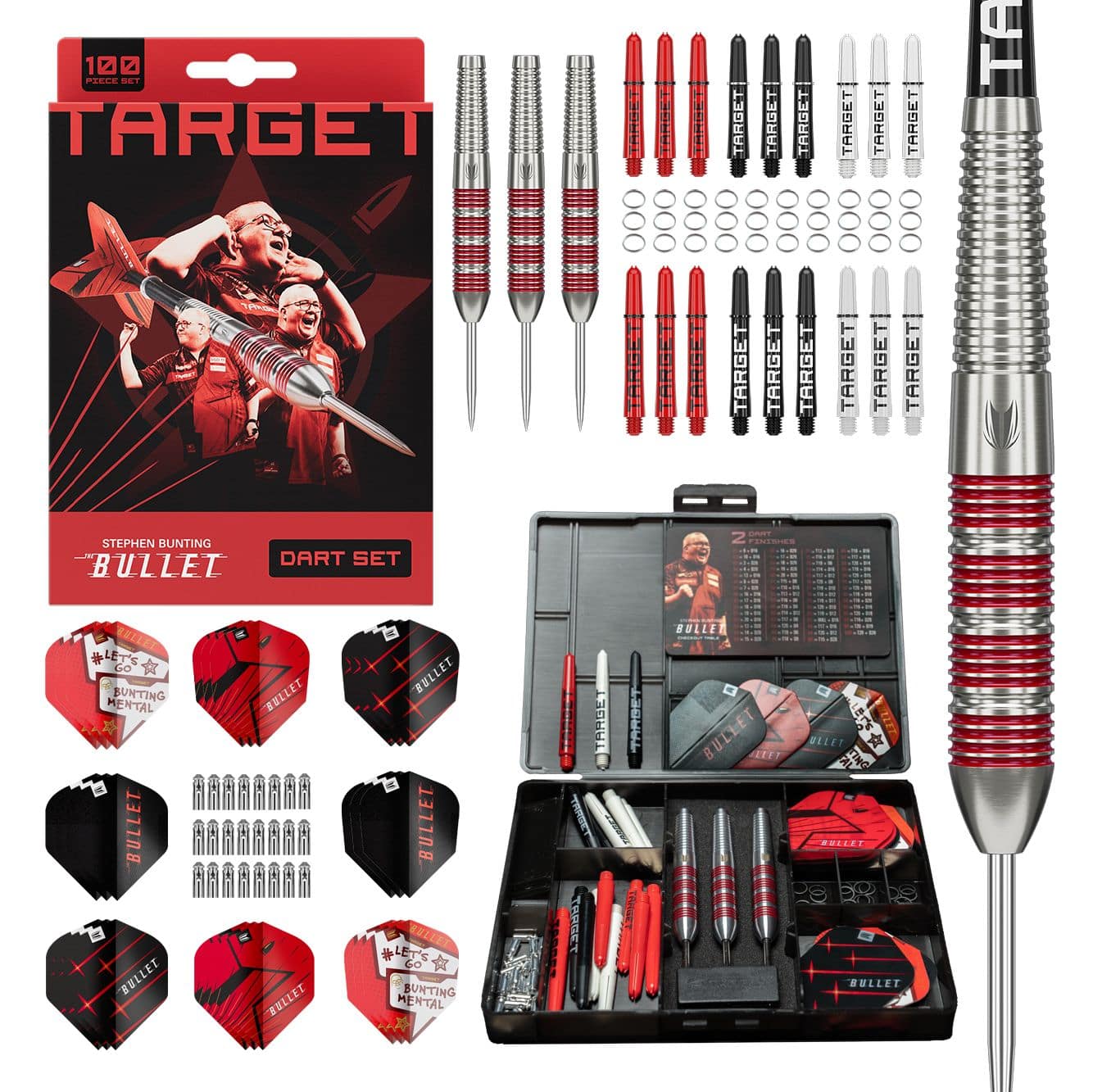 Zestaw 100 mosiężnych pocisków Steeldart Target Stephen Bunting - 22 g