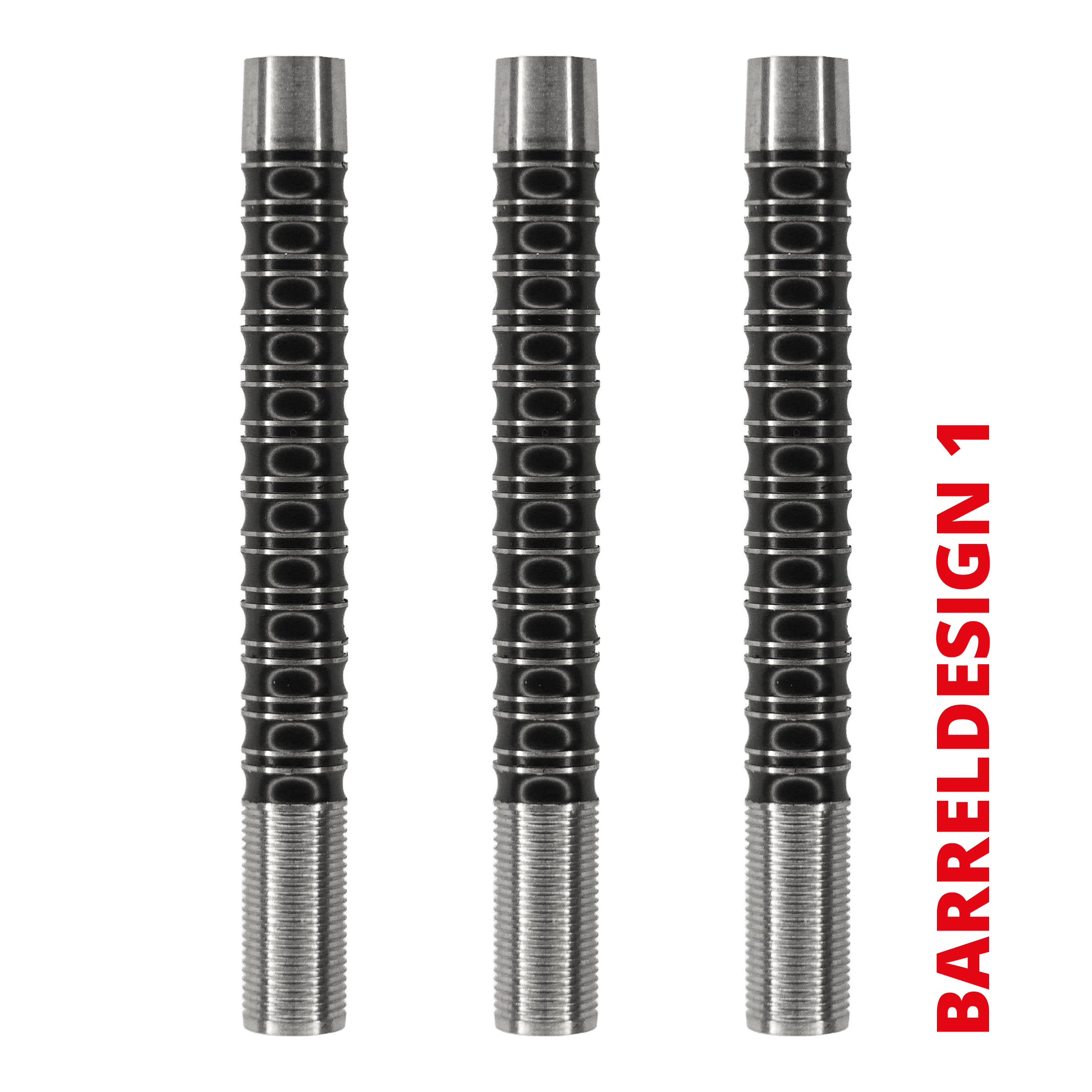 Hier ist der McDart Super Grip Long 90% Tungsten Softdart-Barrel zu sehen. Er besitzt eine längliche Form und viele Griffmulden.