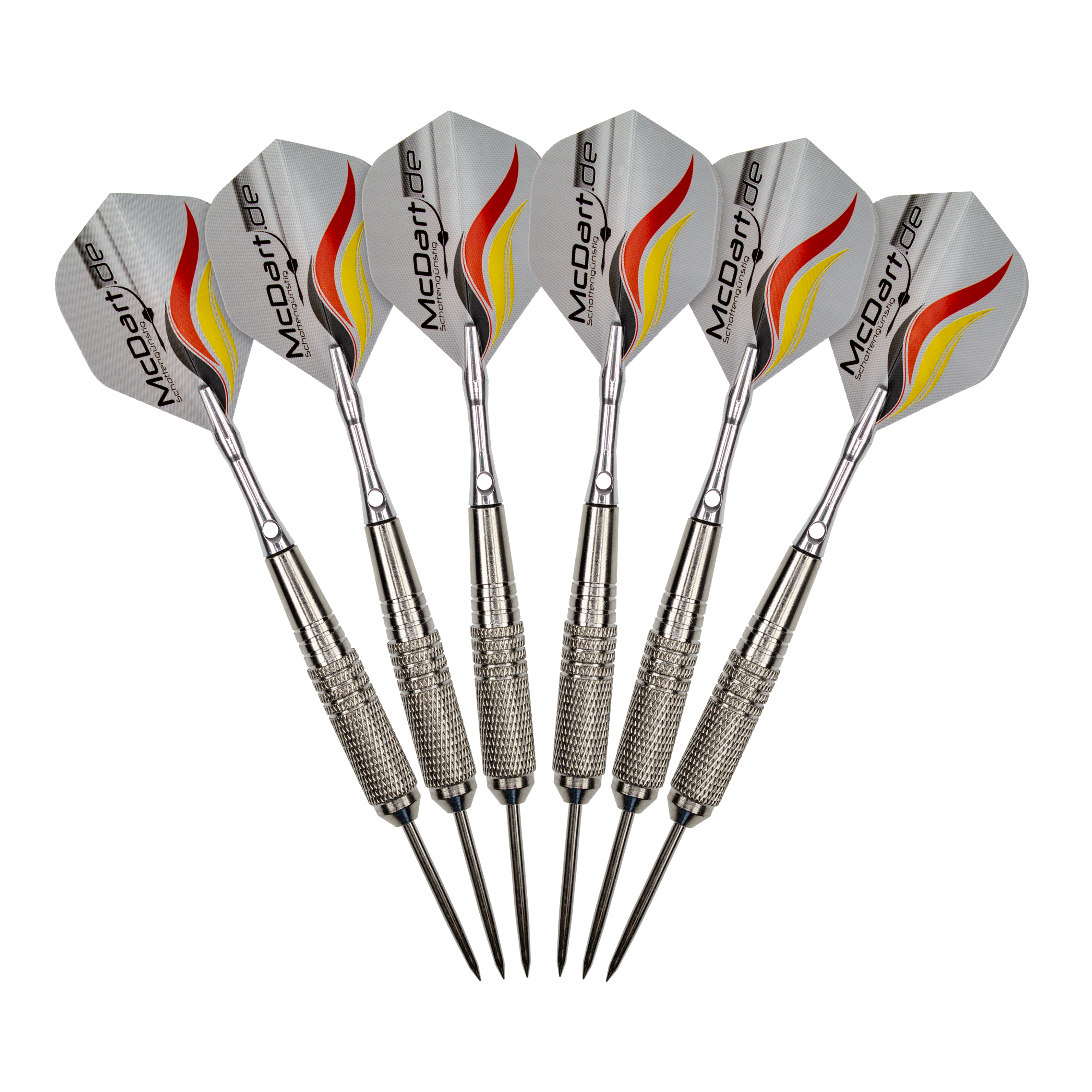 Zestaw startowy McDart Steel Dart Das Bild zeigt ein McDart Starterpack. Es eignet sich hervorragend für Einsteiger im Dartsport.