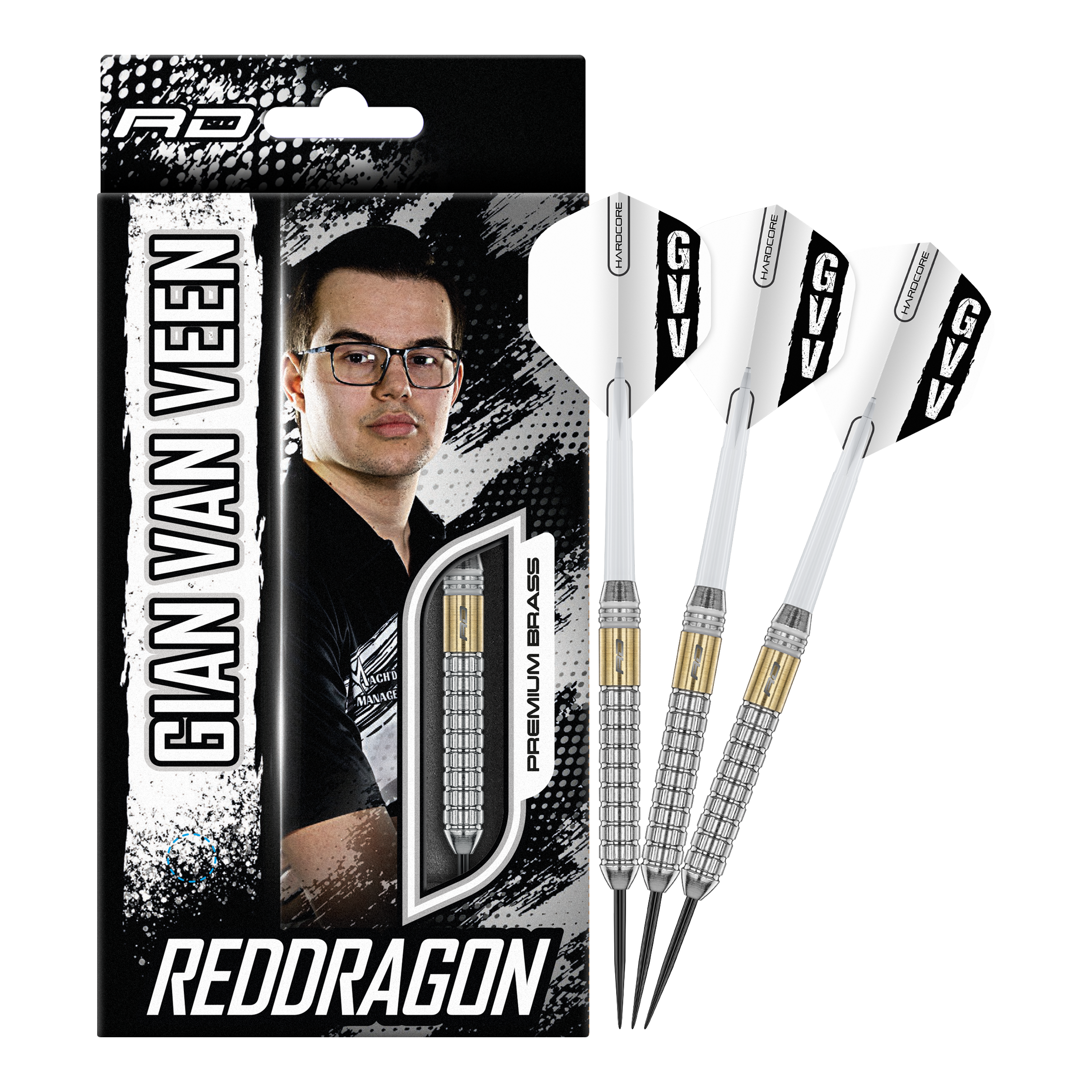 Steeldarts z mosiądzu Red Dragon Gian Van Veen - 21 g Steeldarts z mosiądzu Red Dragon Gian Van Veen - 21 g