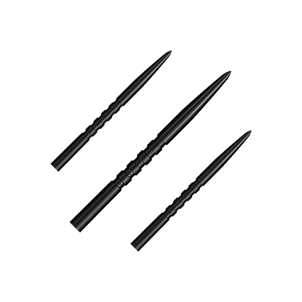 Stalowe groty do lotek Shot Grip Point - czarne Das Foto zeigt ein Set schwarzer Steeldartspitzen. Es handelt sich um das Modell Grip Point mit 35 mm Länge.