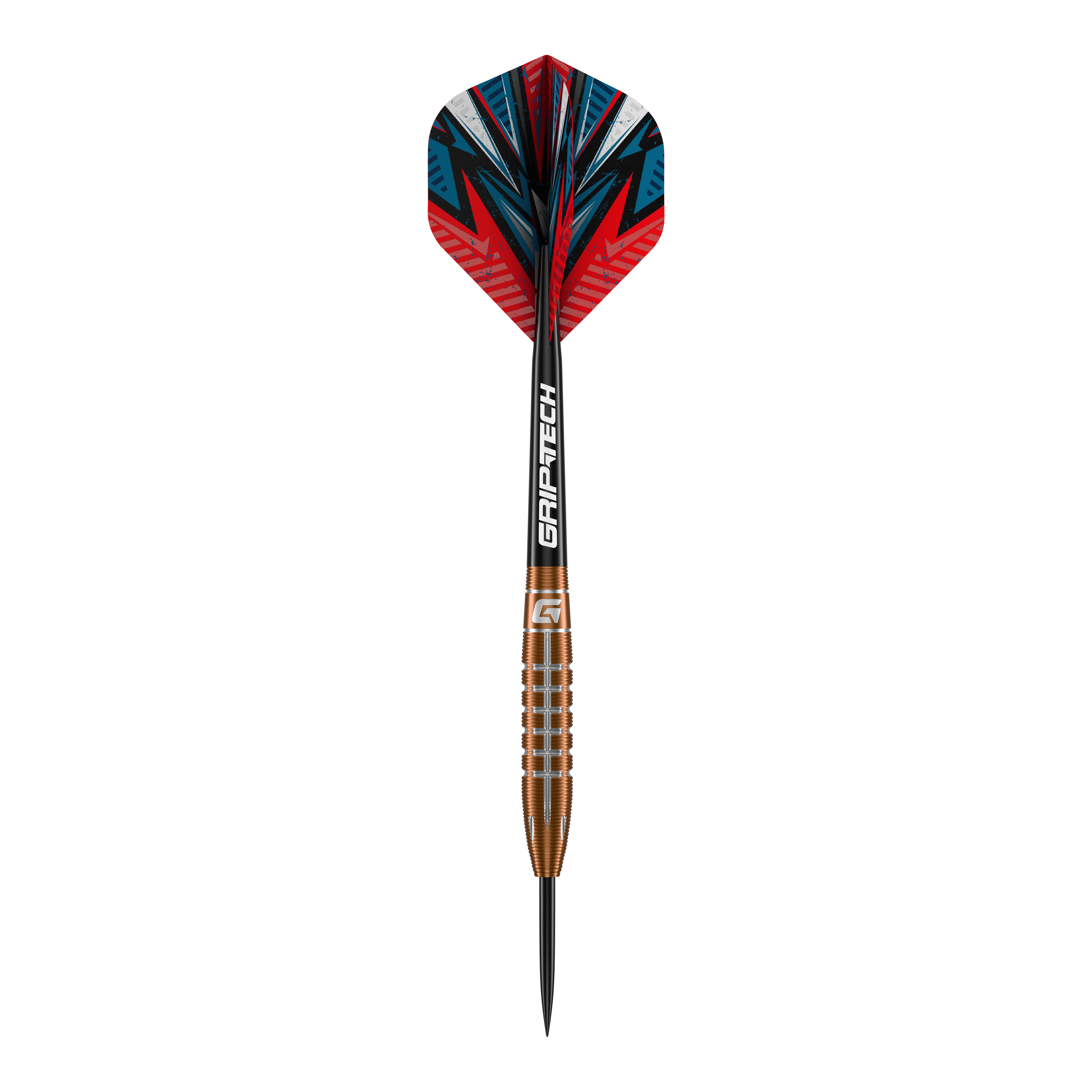 Lotki GOAT Quarterback V2 ze stali wolframowej - 24 g Dies ist ein GOAT Quarterback V2 Tungsten Steeldart mit 24g Gewicht. Er hat eine farbenfrohe Flight-Grafik und einen geriffelten, bronzefarbenen Barrel.