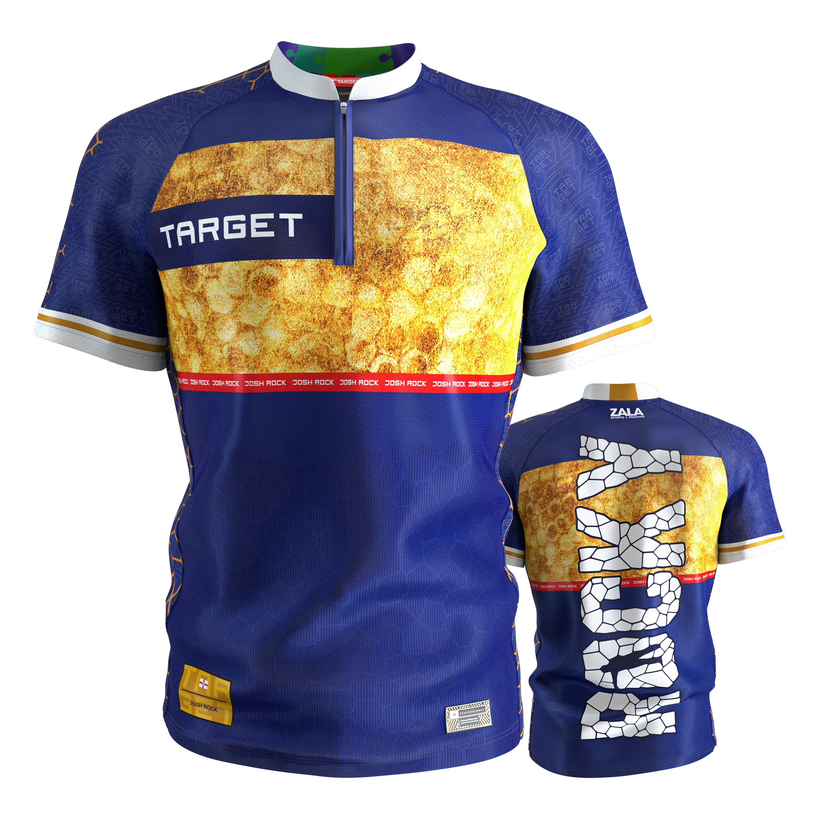 Das Target Coolplay Josh Rock Dartshirt 2025 ist auf dem Bild dargestellt. Es ist ein offizielles Dartshirt für das Jahr 2025.