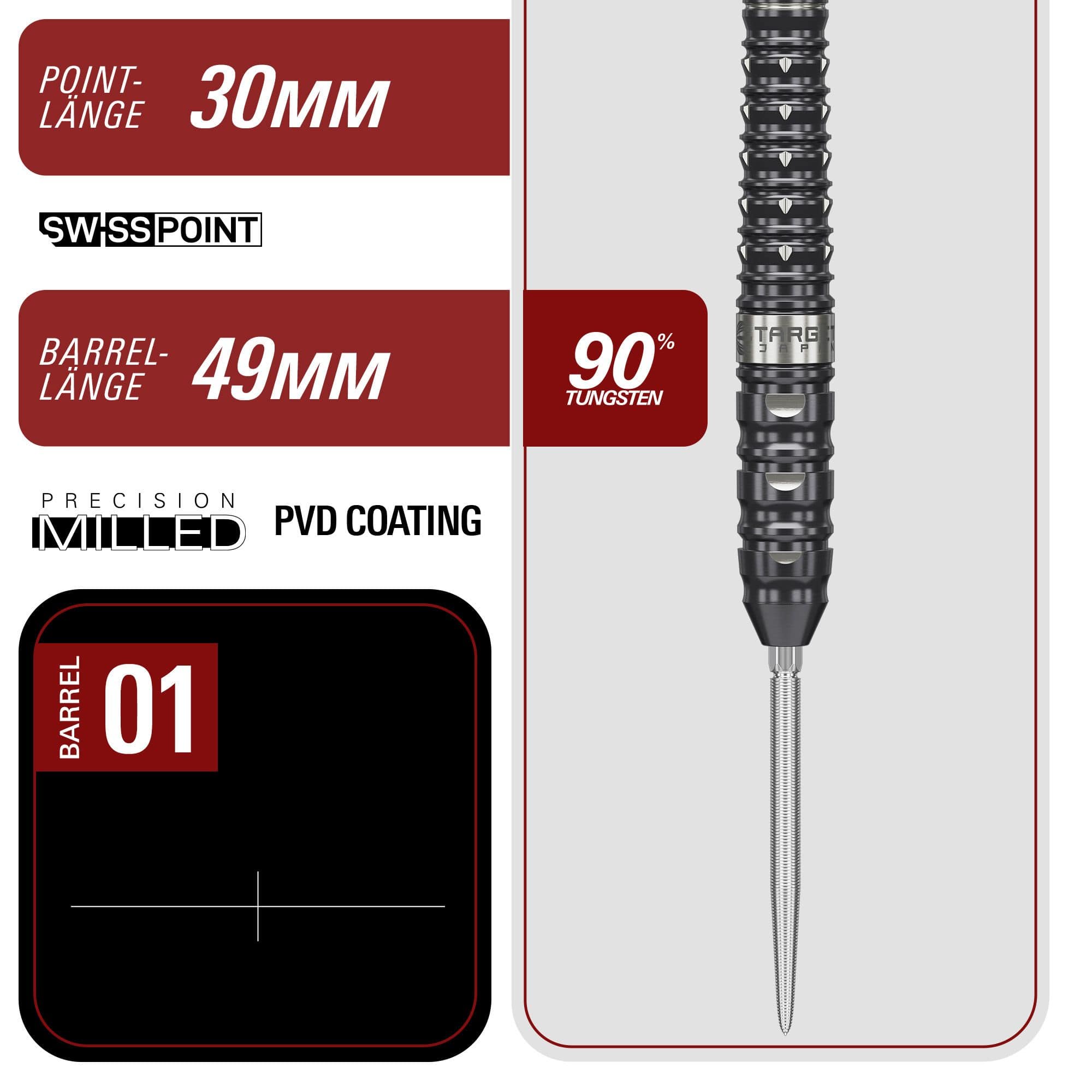 Target Japan Black Marque Eclipse Swiss Point Steeldarts - 23g Zu sehen ist Target Japan Black Marque Eclipse Swiss Point Steeldarts - 23g. Die Steeldarts sind für Präzision und ausgewogenes Spiel entwickelt.
