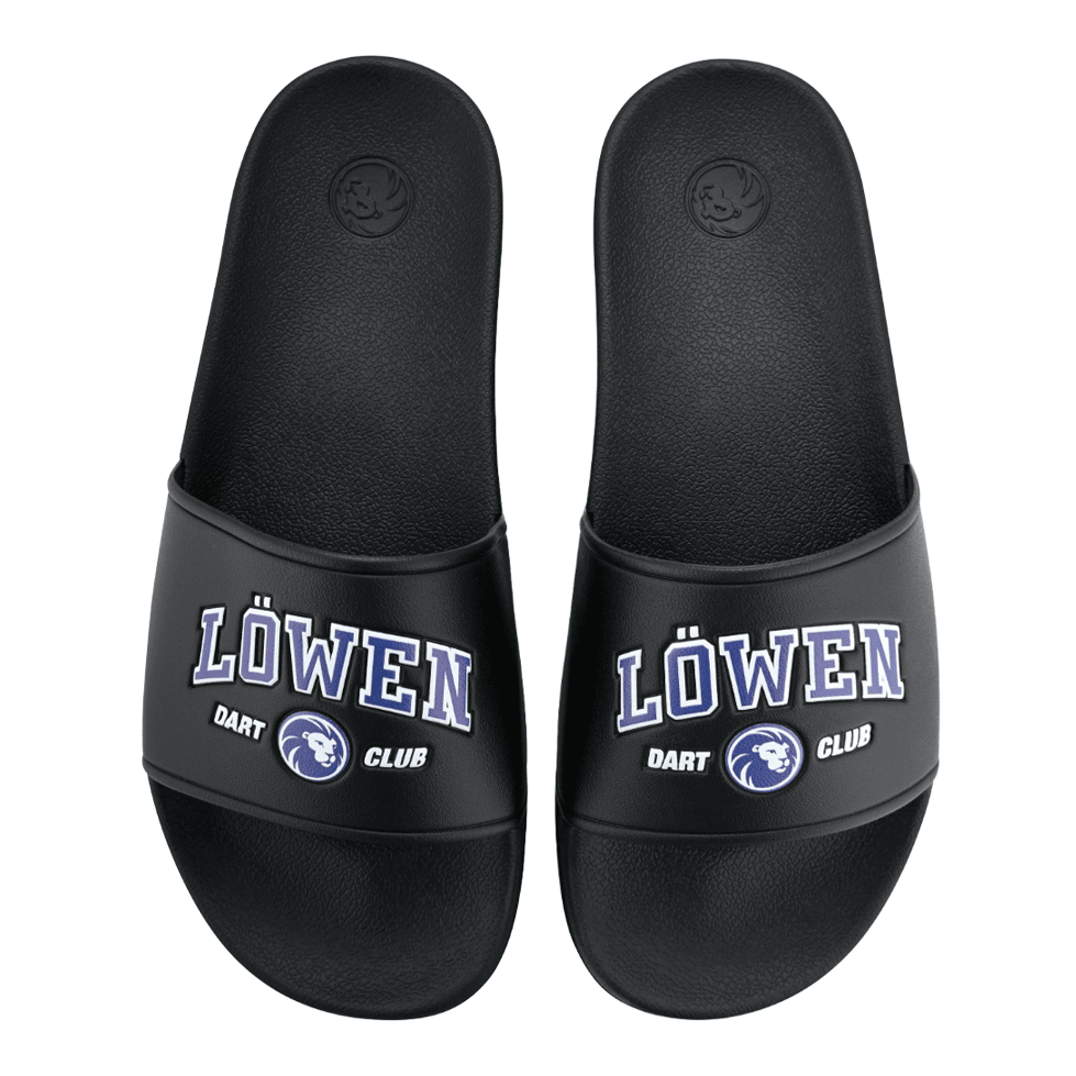 Kolekcja Löwen DARTIletten Abgebildet sind Löwen Kollektion DARTIletten Schuhe. Diese Schuhe sind Teil einer limitierten Kollektion für Dartfans.