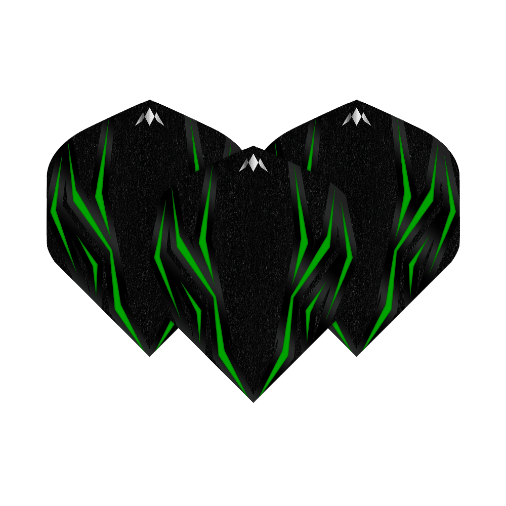 Misja Lava Green No2 Standardowe loty Das Bild zeigt die Mission Lava Green No2 Standard Flights. Die Flights sind schwarz mit grünen, leuchtenden Linien und einem kleinen weißen Logo oben.