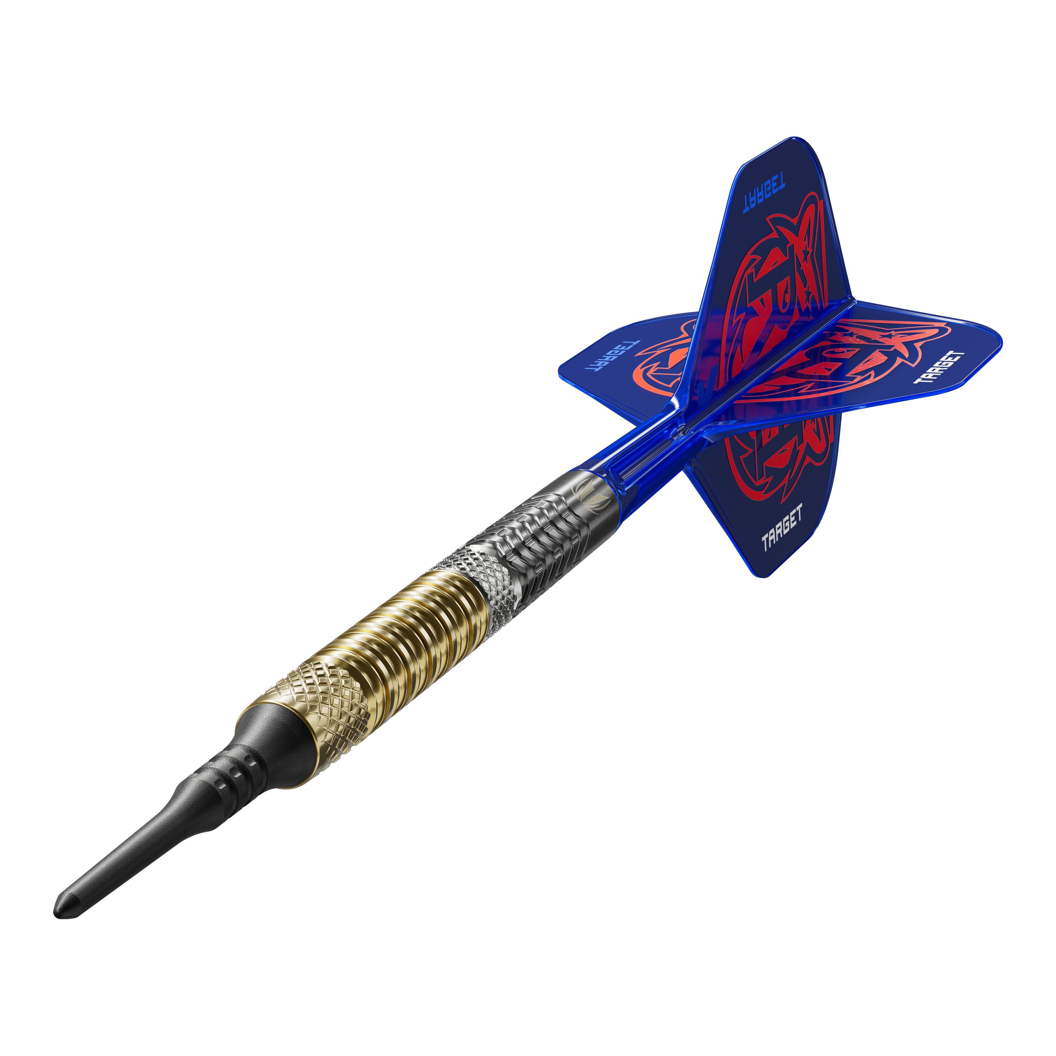 Targetuj w miękkie rzutki Raymond Van Barneveld GEN6 Das Bild zeigt die Target Raymond Van Barneveld GEN6 Softdarts aus einer anderen Perspektive. Die Details der Softdarts sind gut erkennbar.